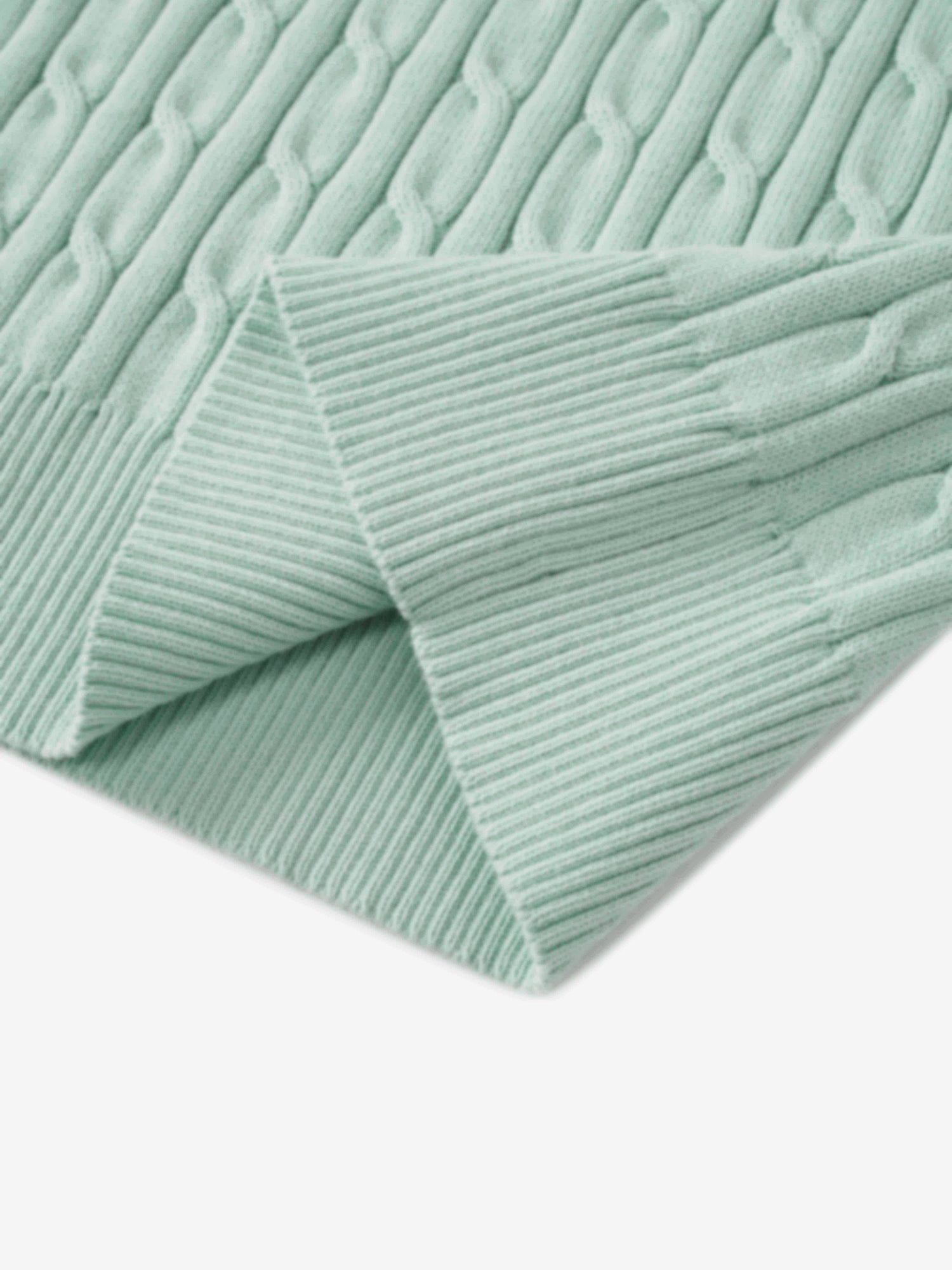 Crew Neck Cable Sweater-Aqua