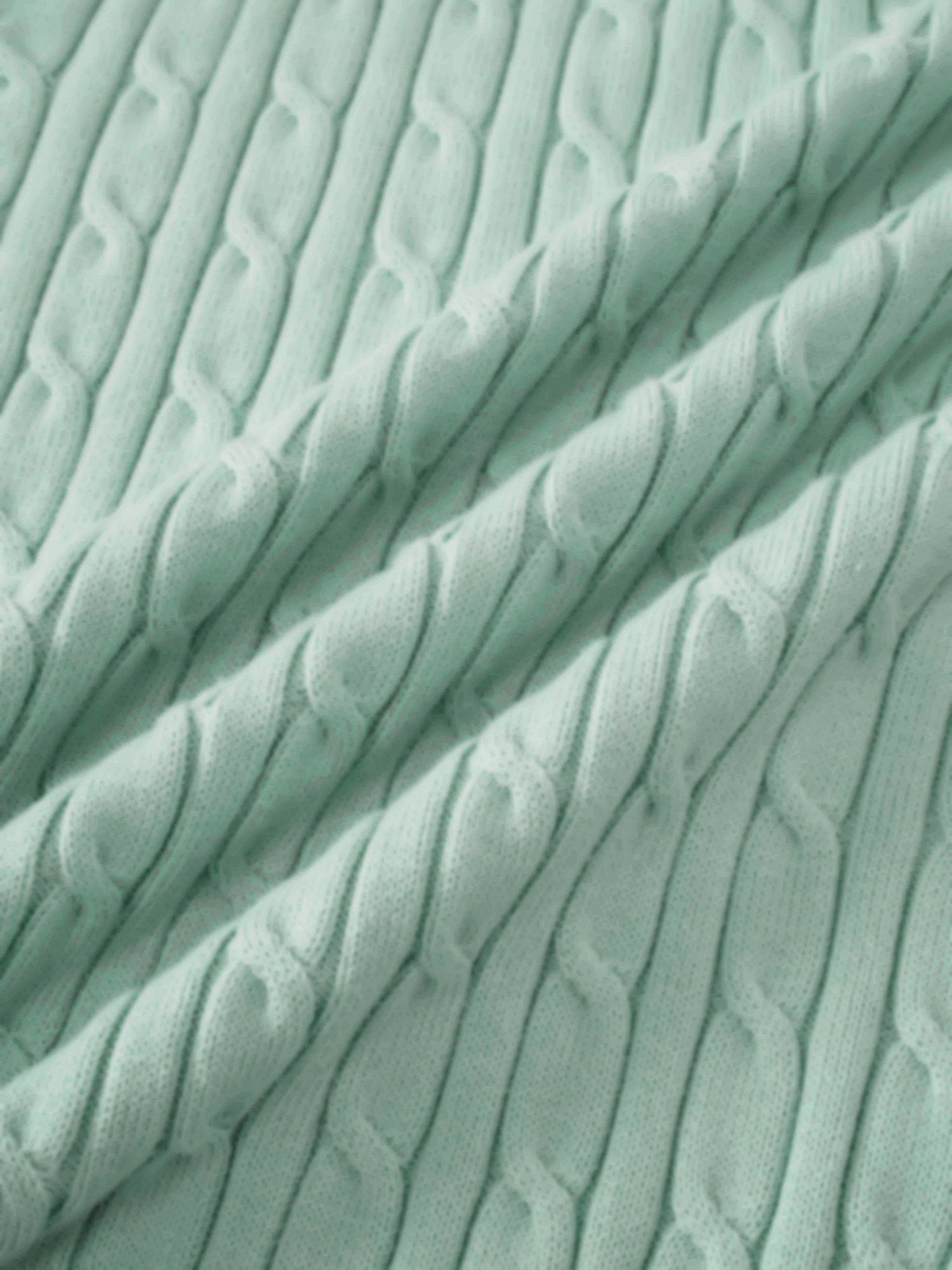 Crew Neck Cable Sweater-Aqua
