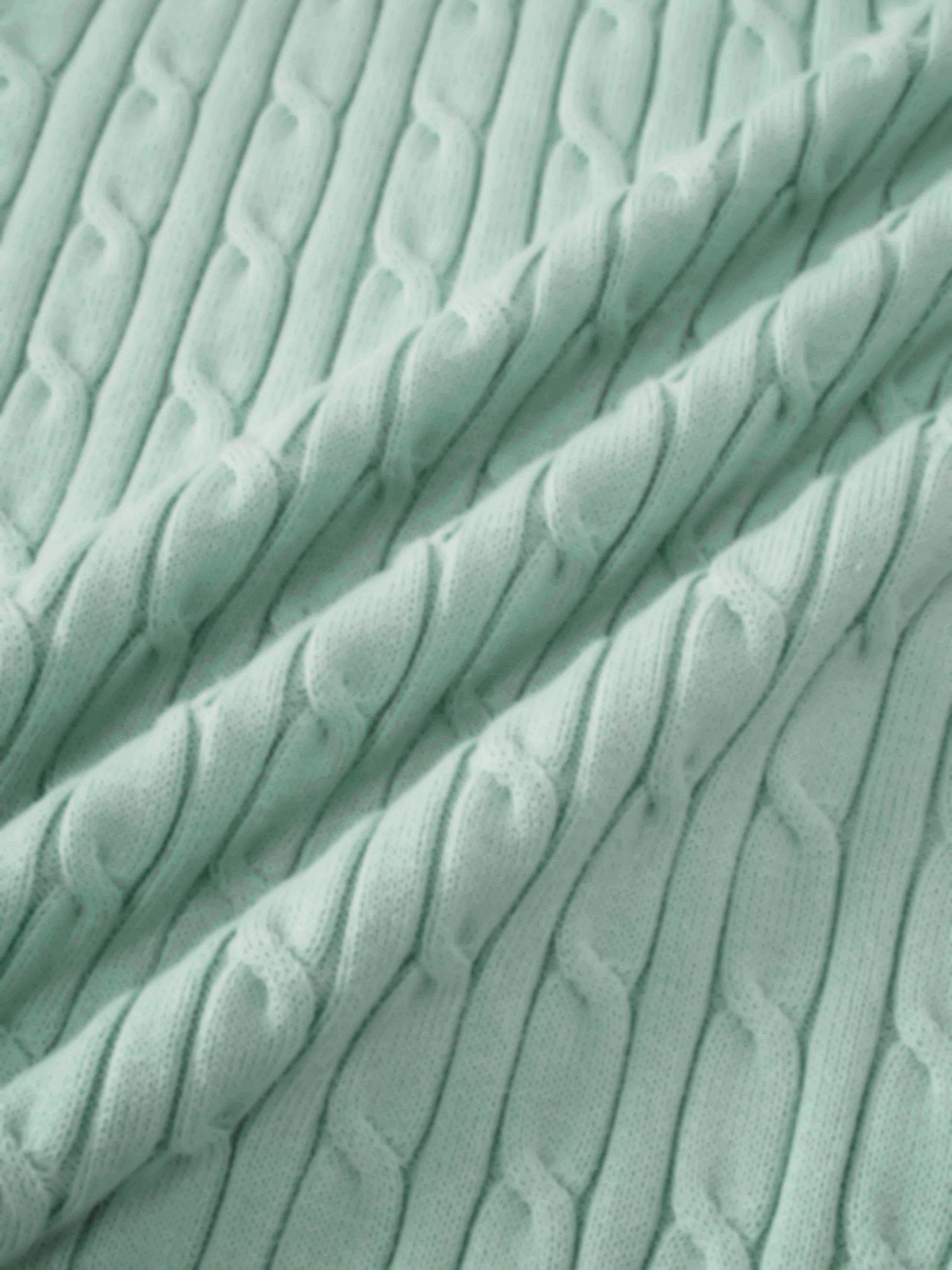 Crew Neck Cable Sweater-Aqua