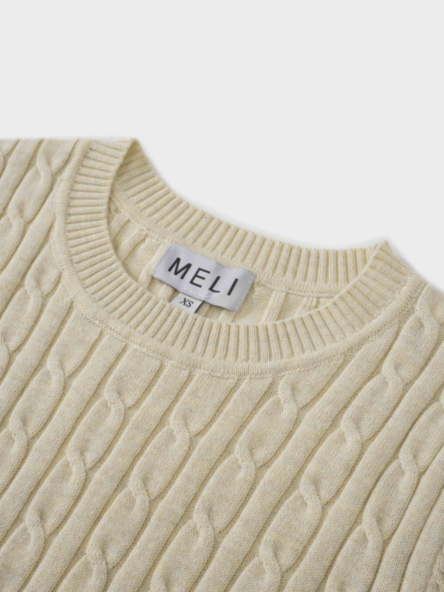 Crew Neck Cable Sweater-Bone