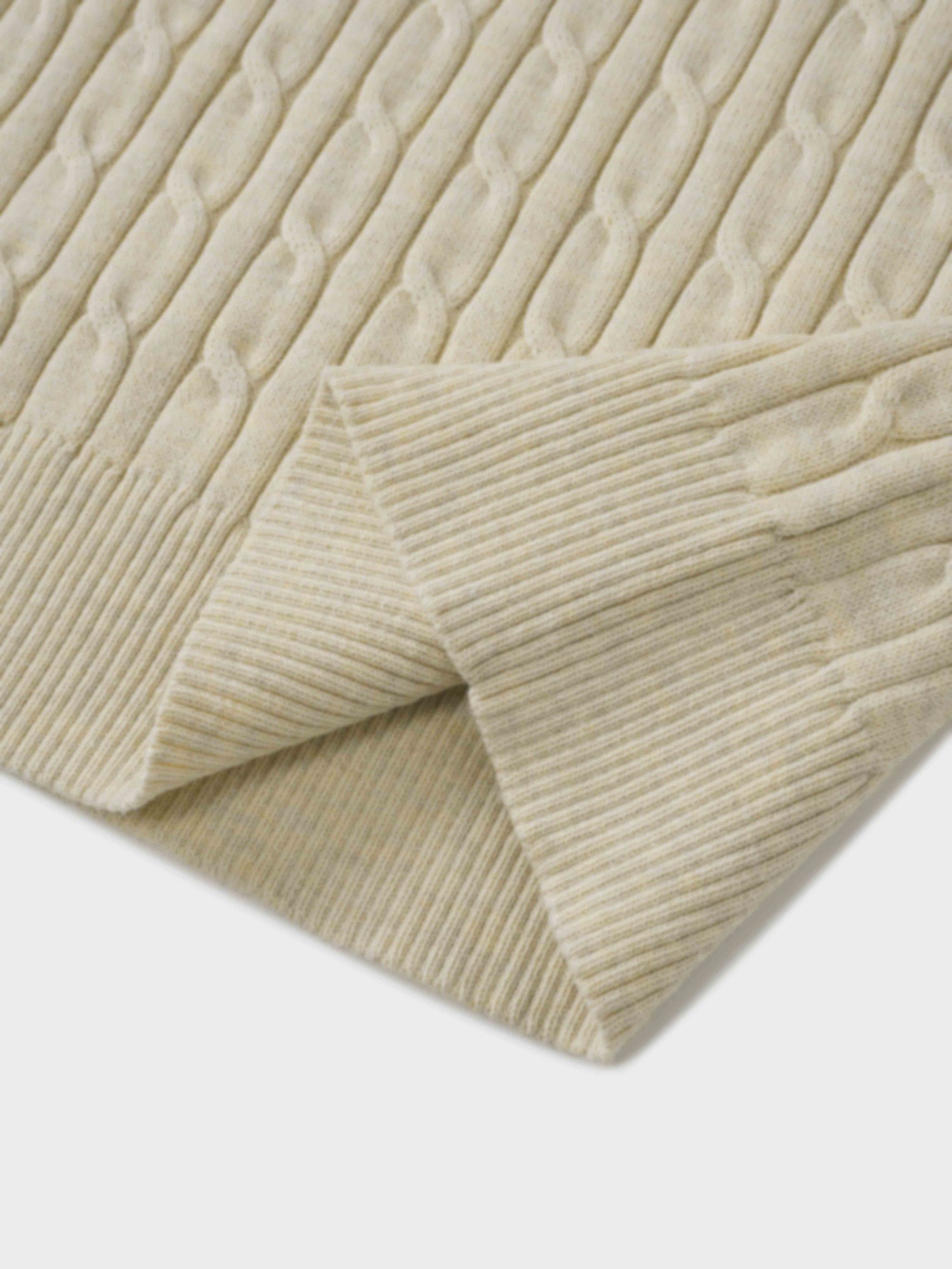 Crew Neck Cable Sweater-Bone