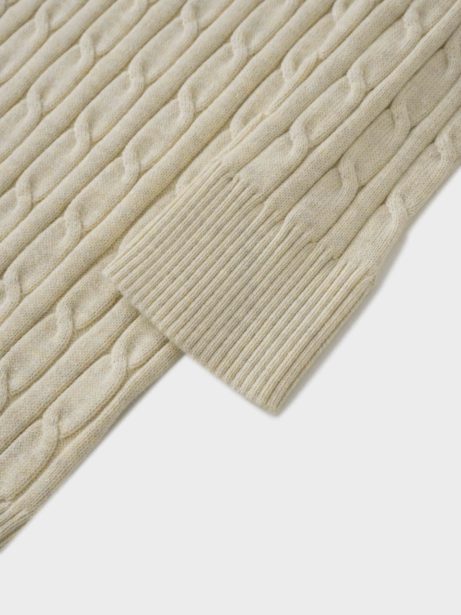 Crew Neck Cable Sweater-Bone