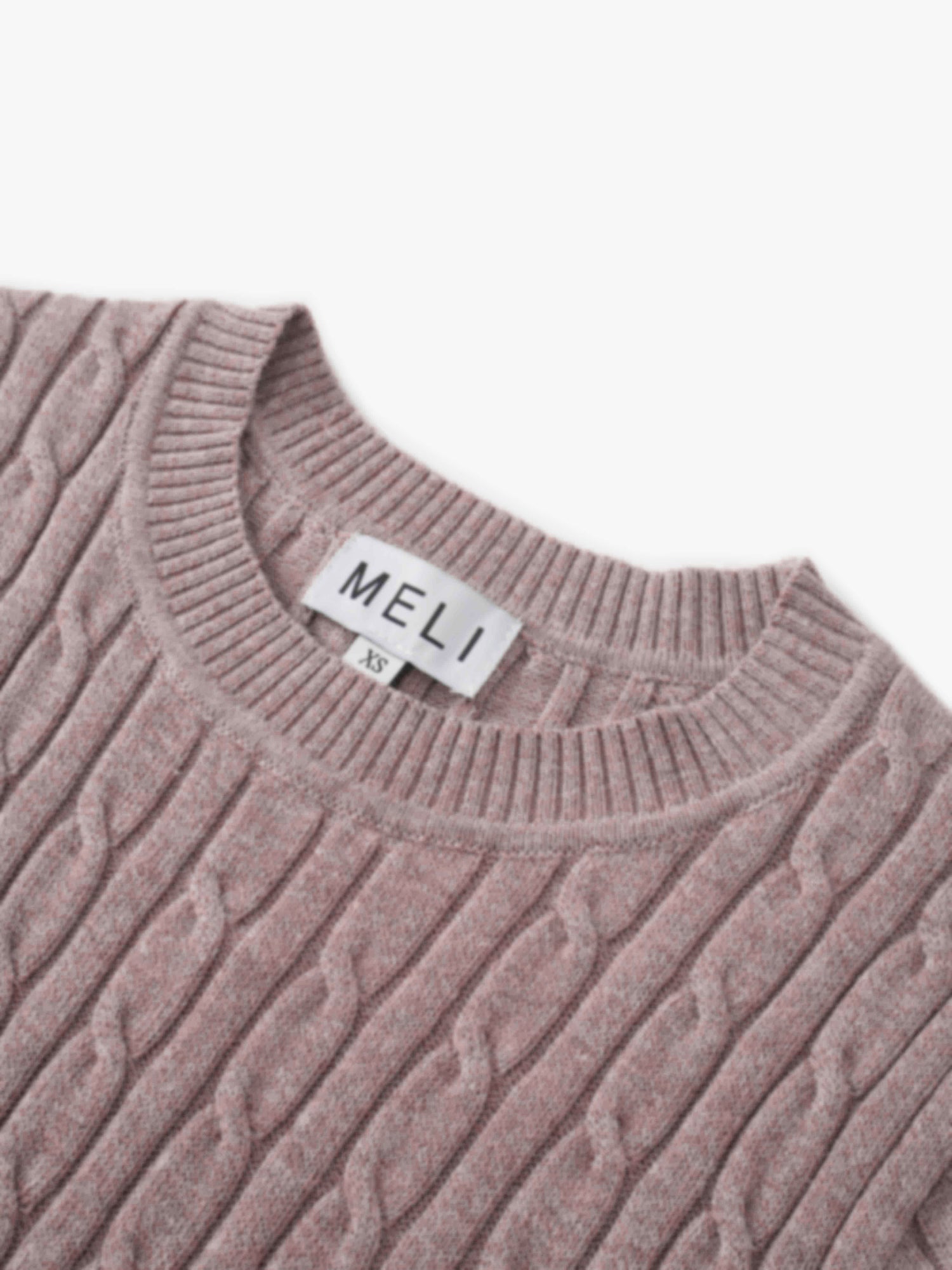 Crew Neck Cable Sweater-Mocha Mousse