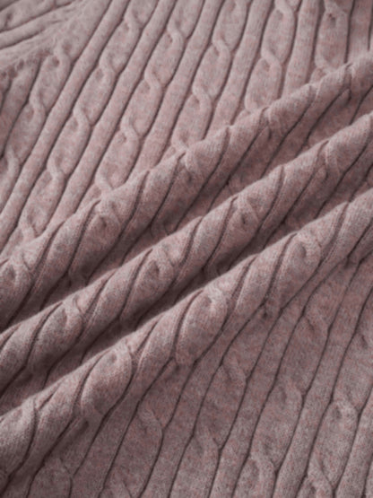 Crew Neck Cable Sweater-Mocha Mousse