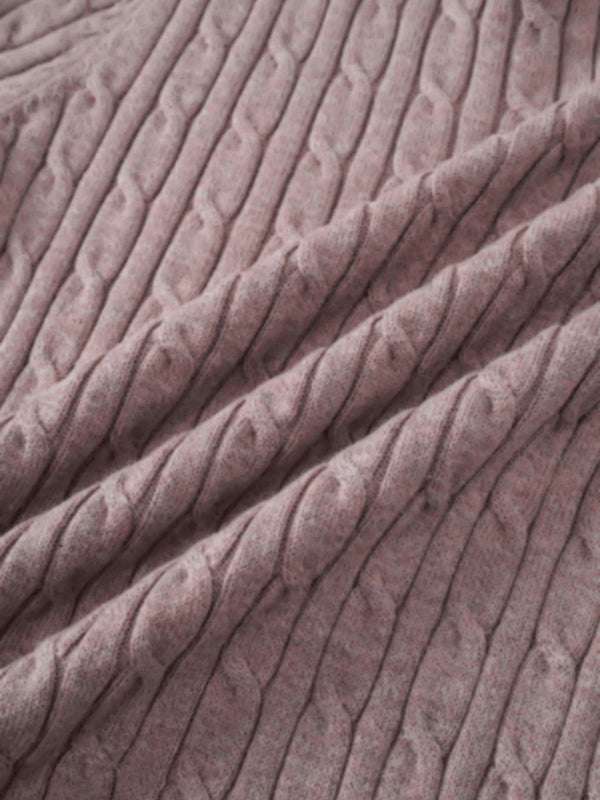 Crew Neck Cable Sweater-Mocha Mousse
