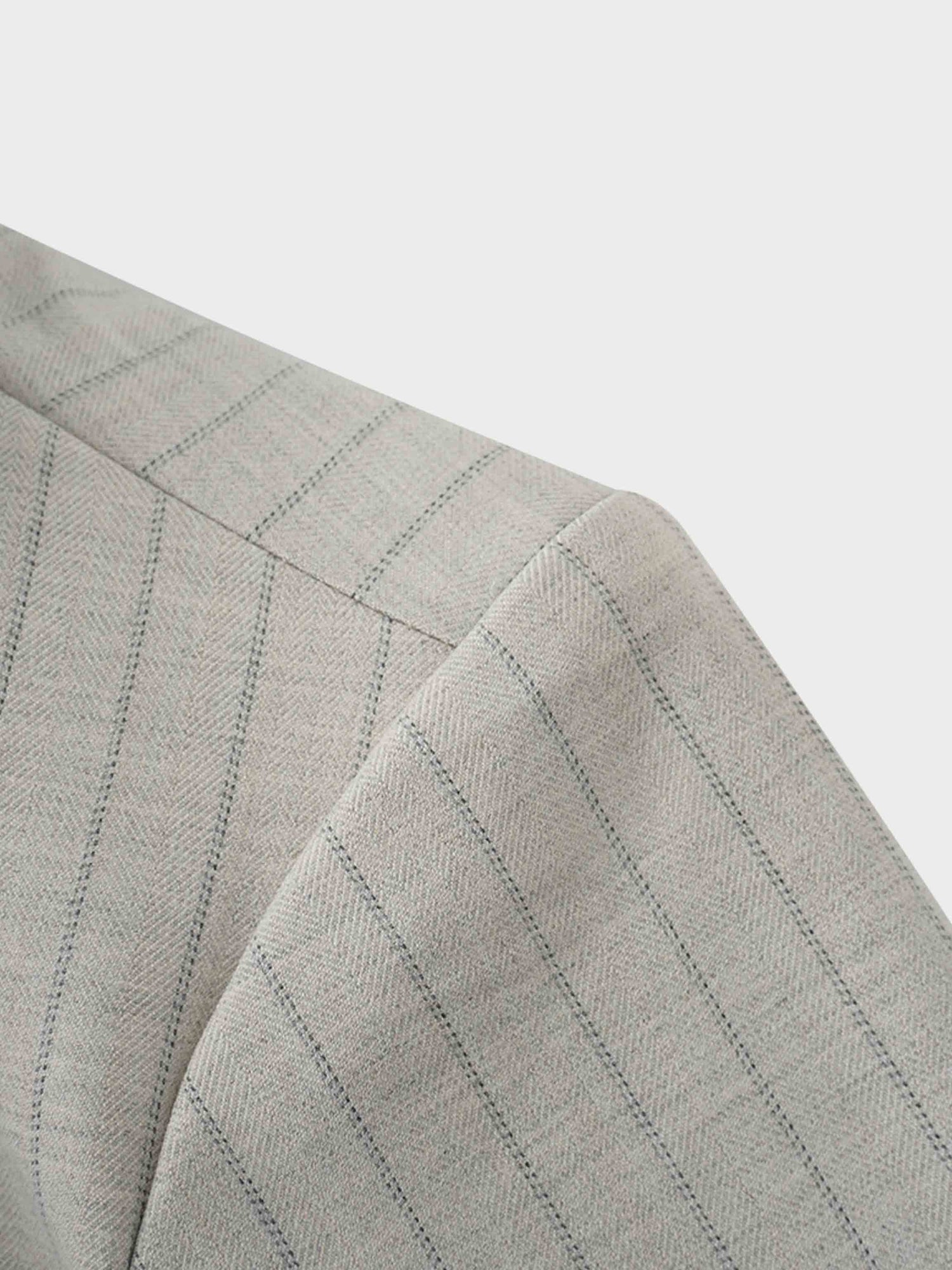 Double Breasted Pinstripe Cardigan-Heathered Grey