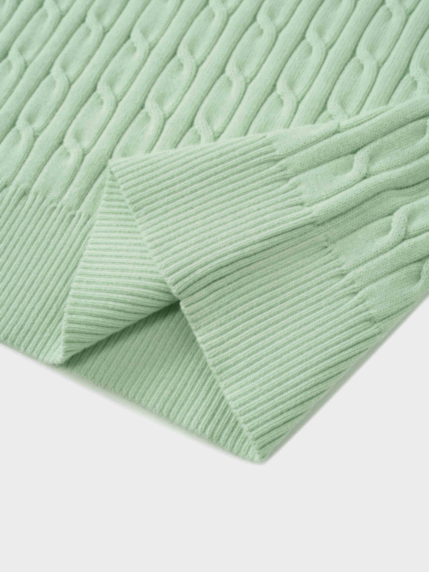 Crew Neck Cable Sweater-Mint