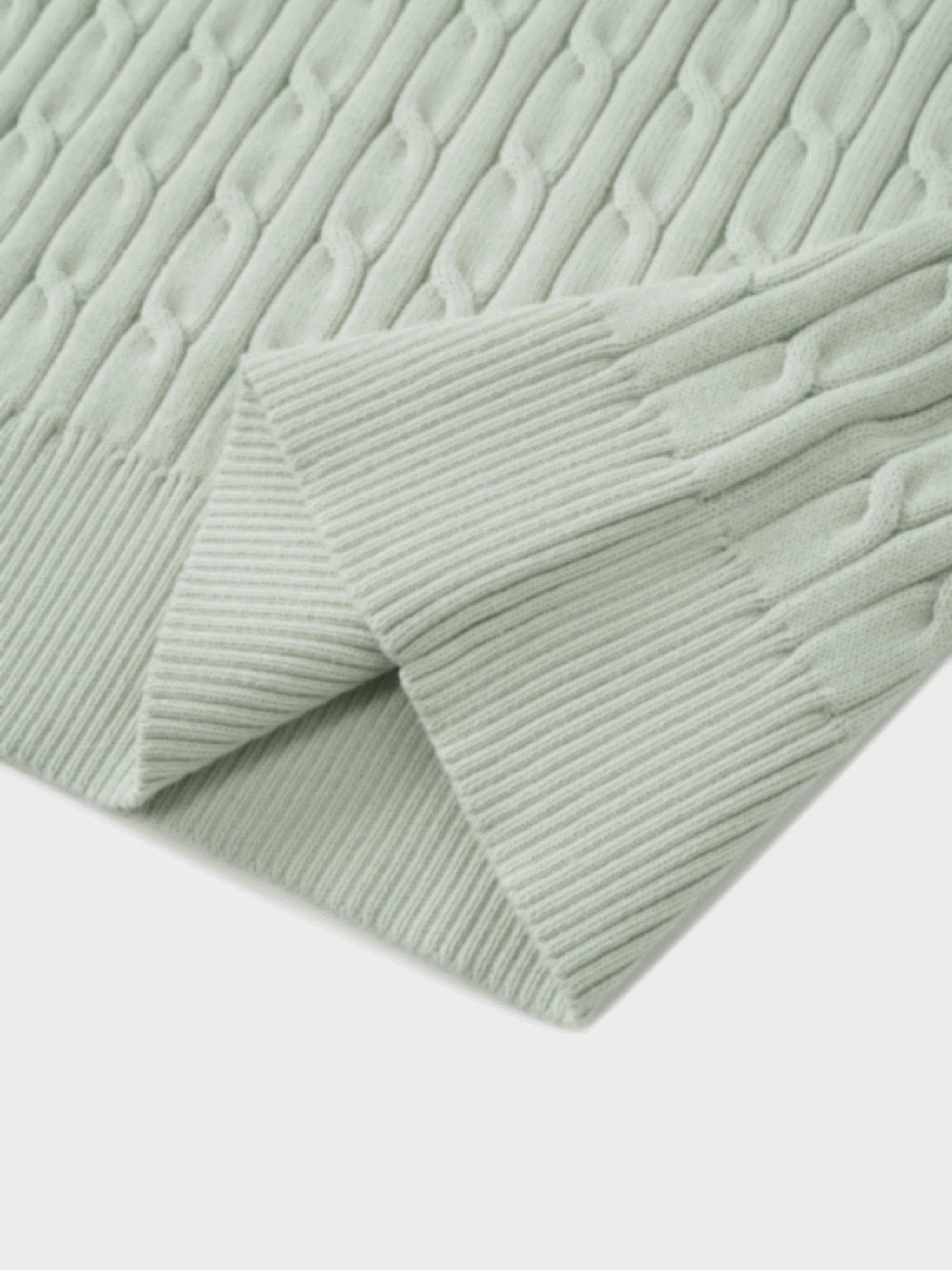 Crew Neck Cable Sweater-Mint