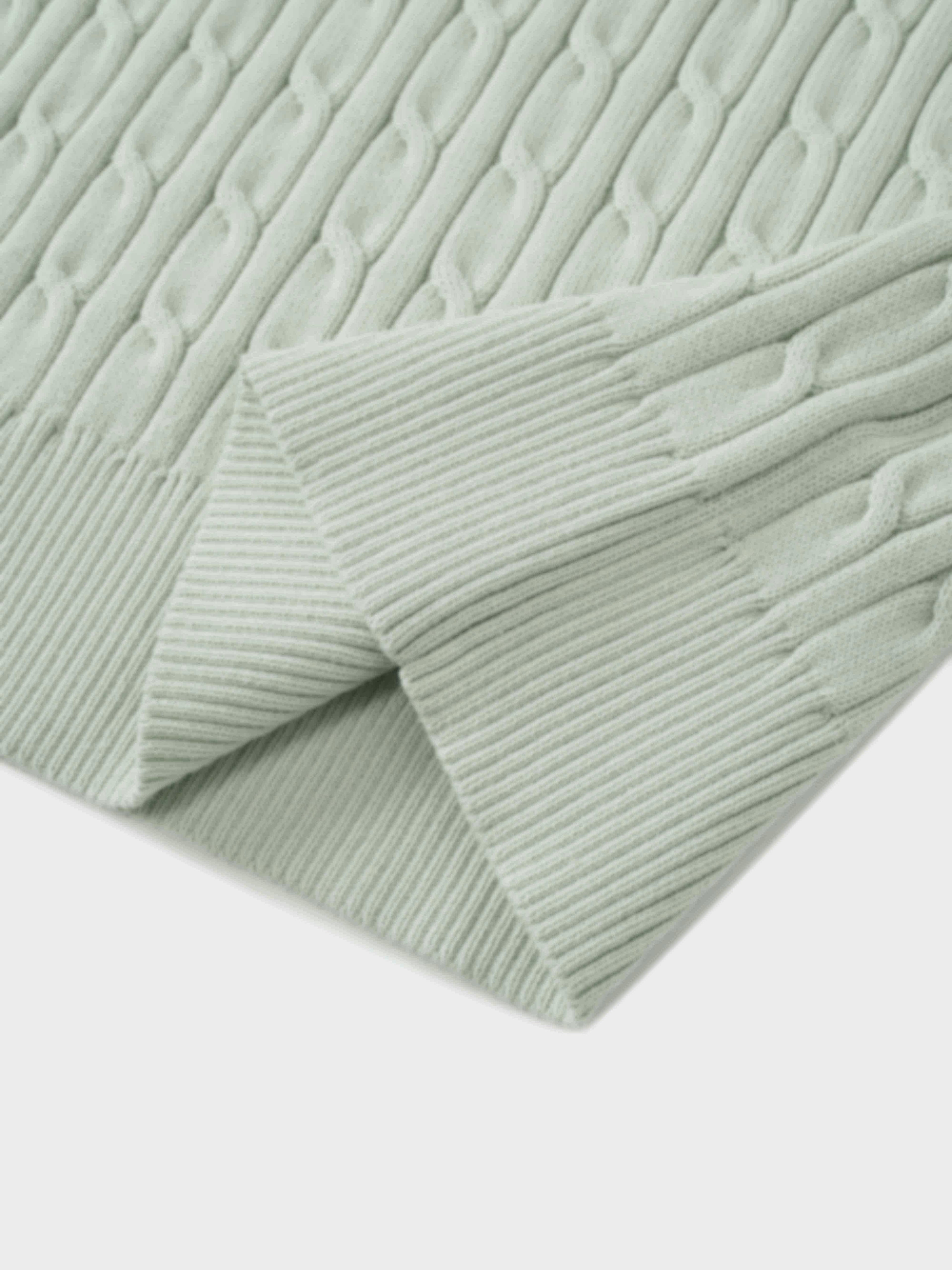 Crew Neck Cable Sweater-Mint