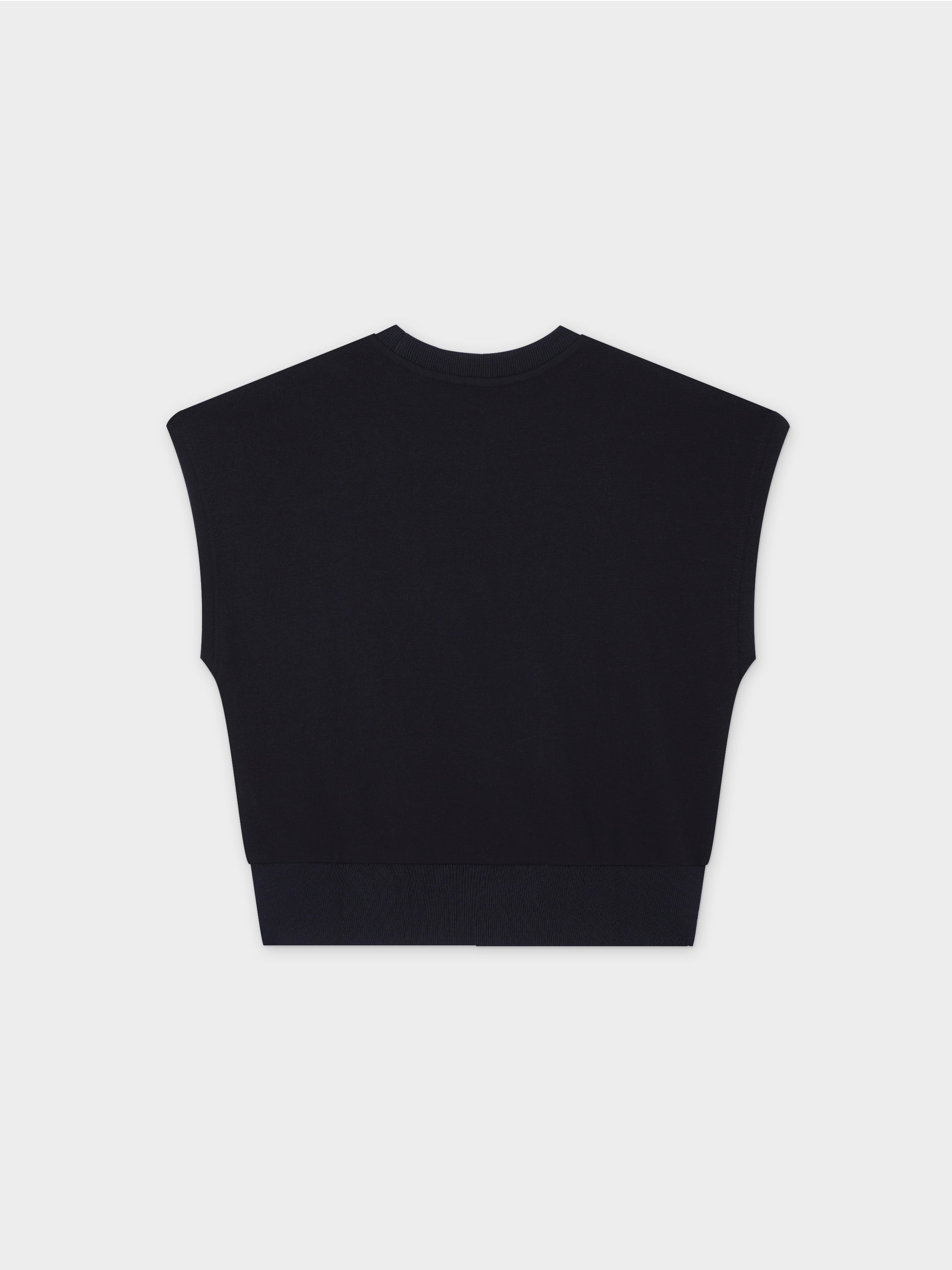 Sweatshirt Crop Vest-Black