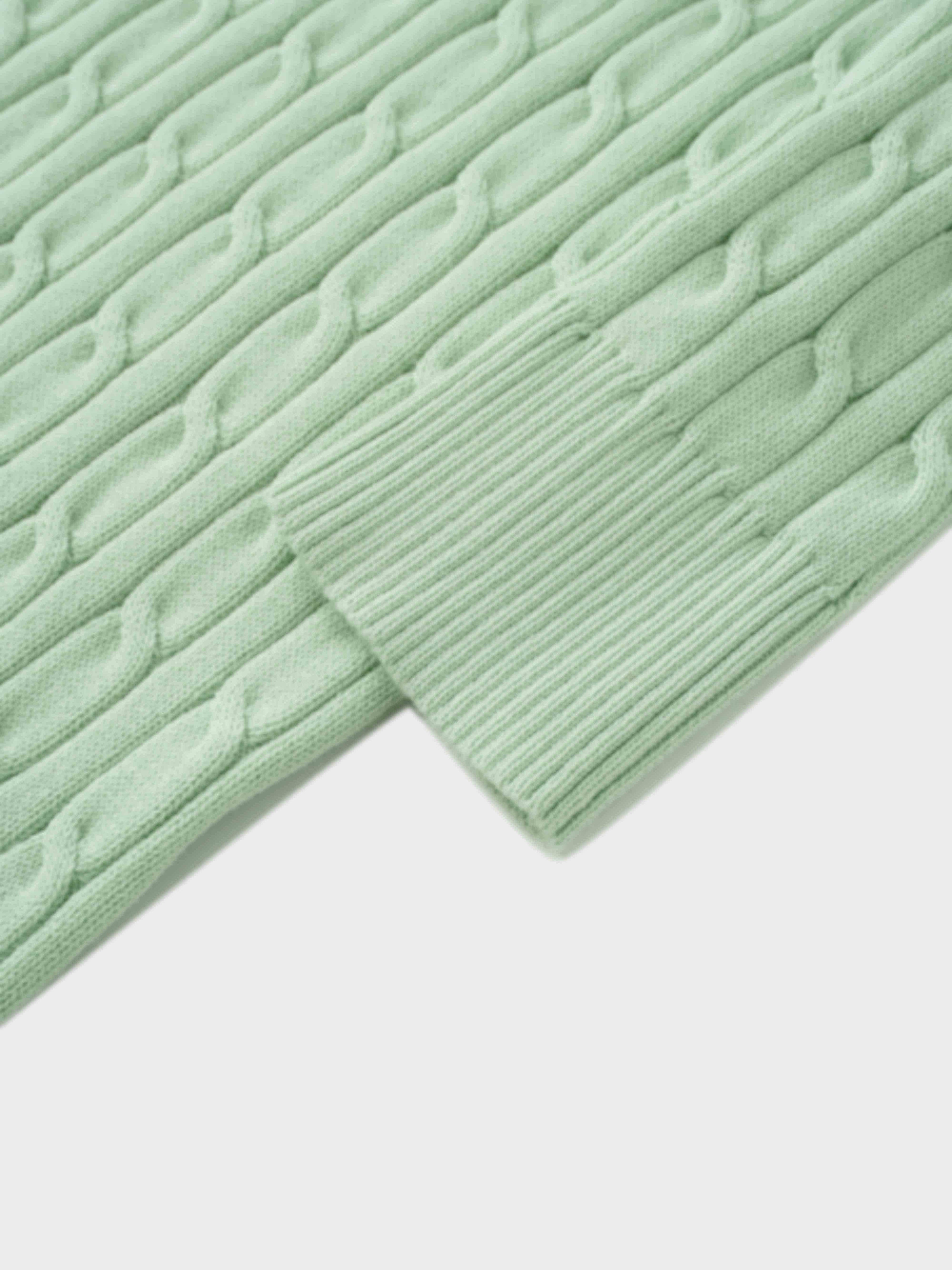 Crew Neck Cable Sweater-Mint