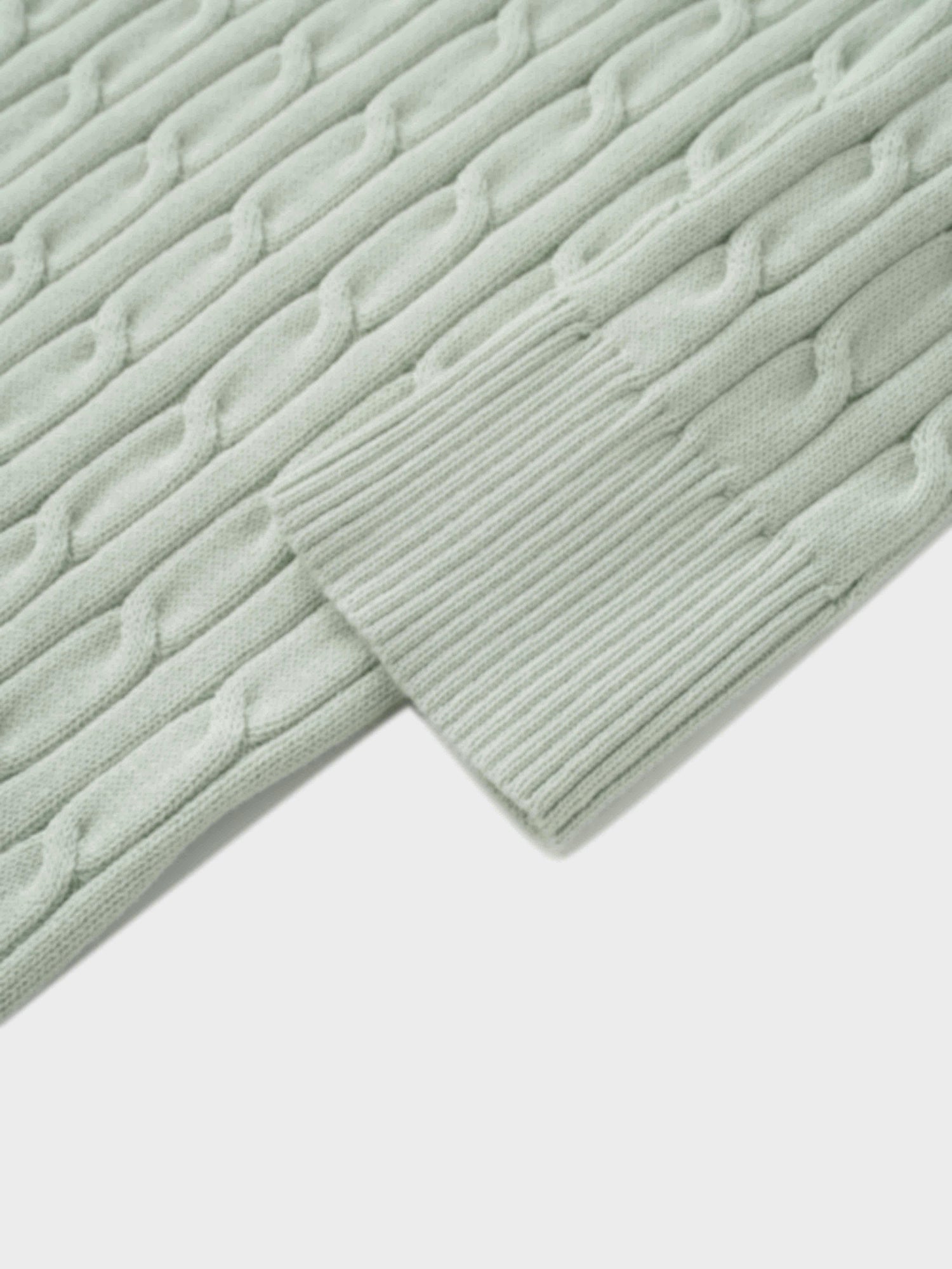 Crew Neck Cable Sweater-Mint