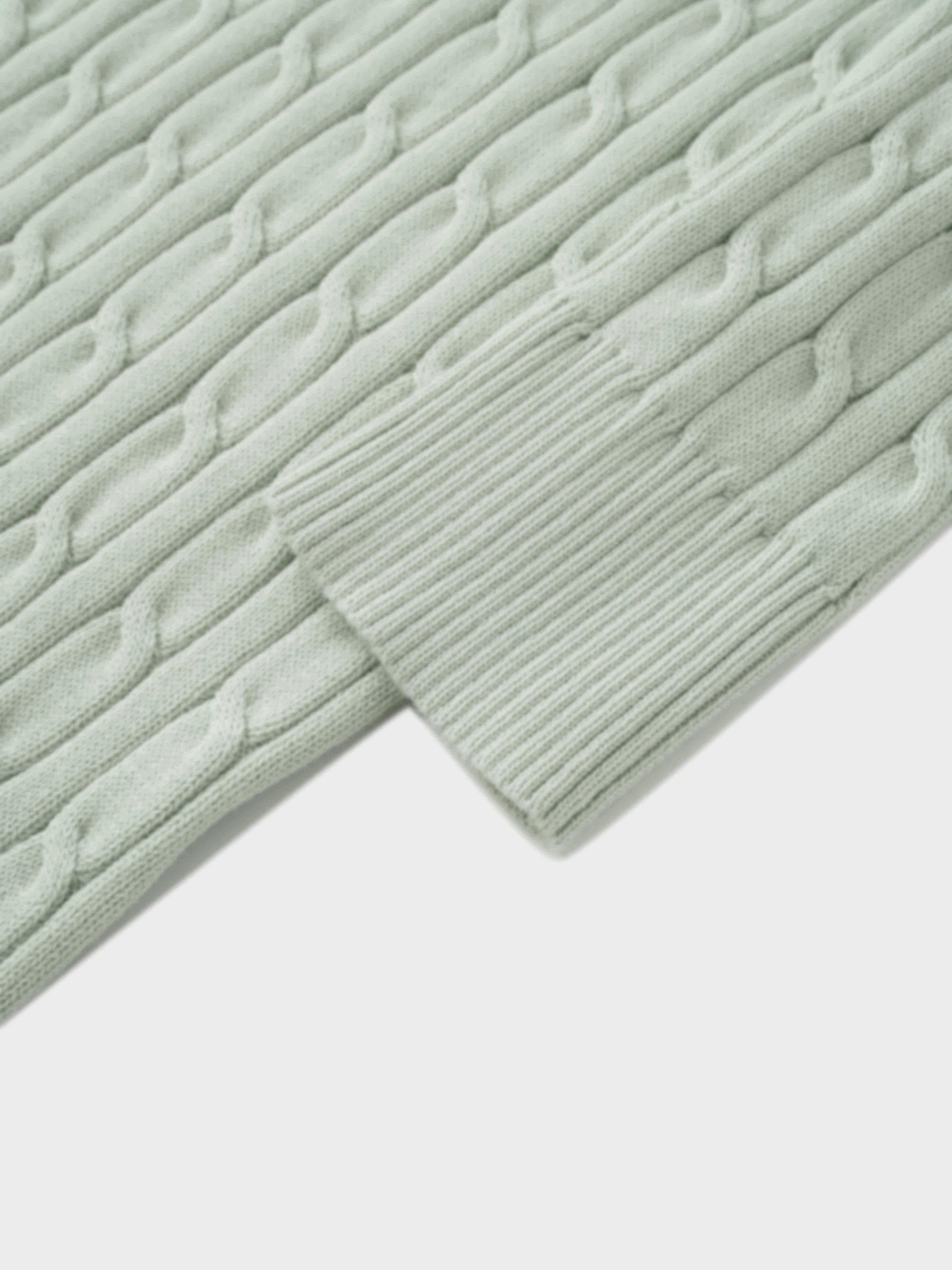 Crew Neck Cable Sweater-Mint