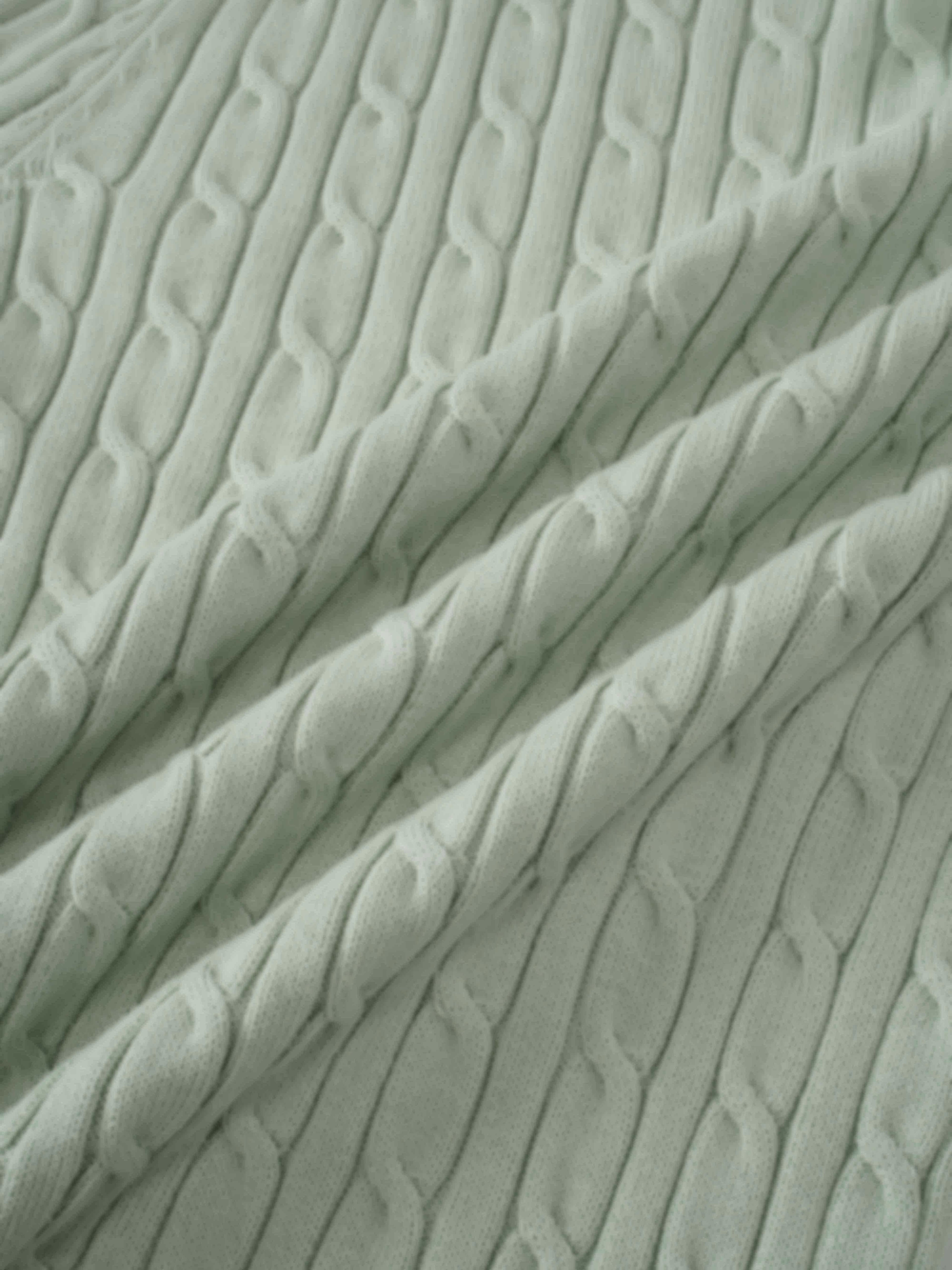 Crew Neck Cable Sweater-Mint