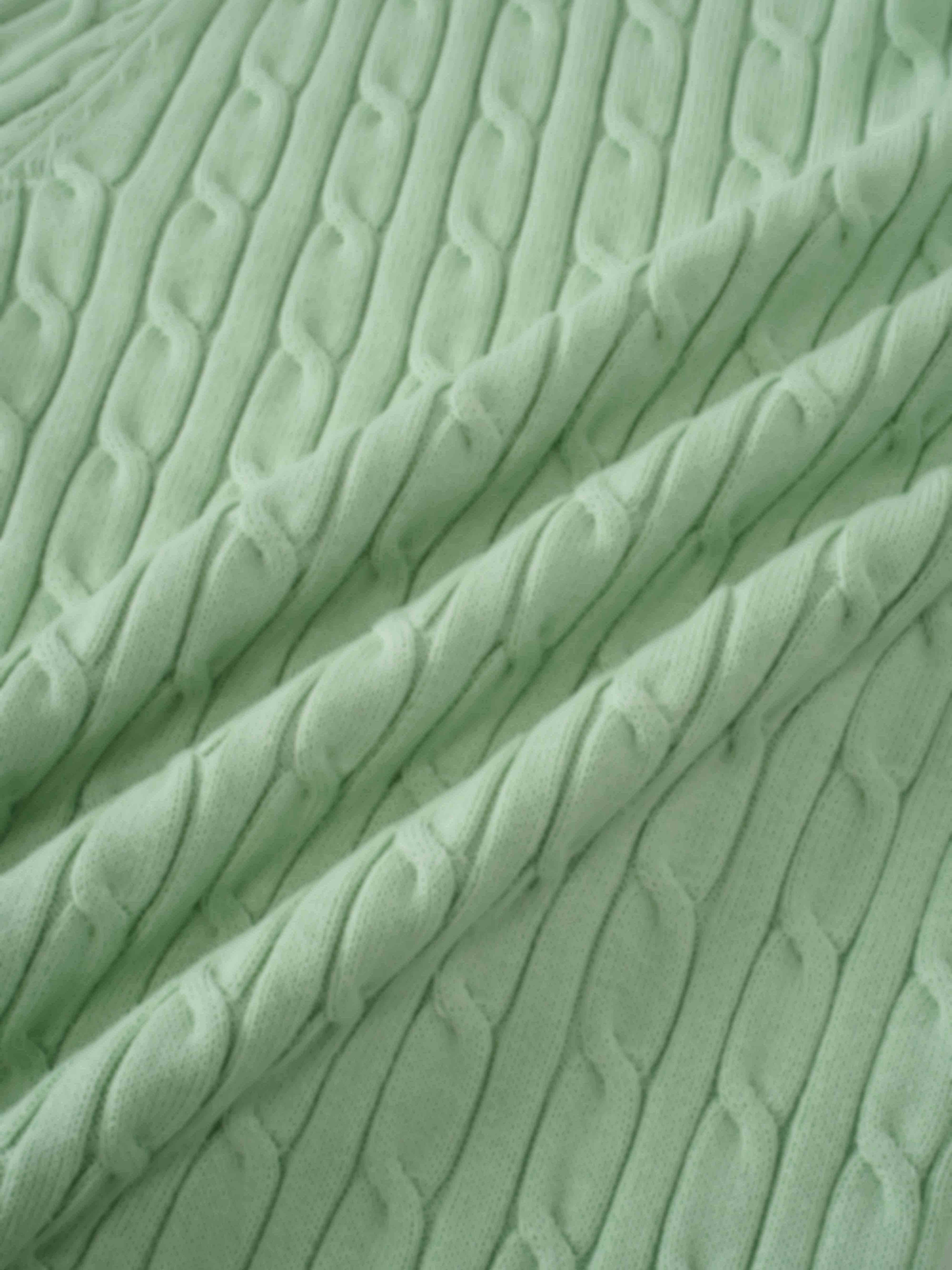 Crew Neck Cable Sweater-Mint