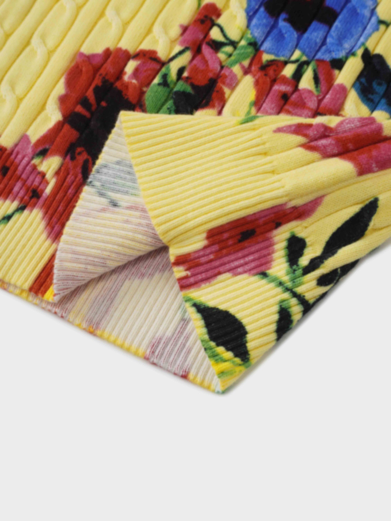 Printed Cable Sweater-Vibrant Floral