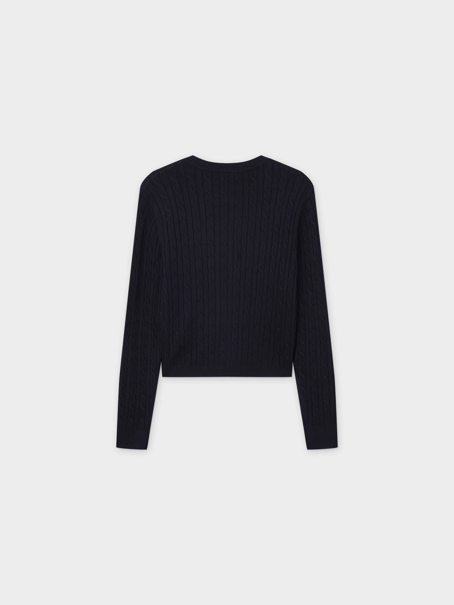 Cable Knit Crew Cardigan-Black