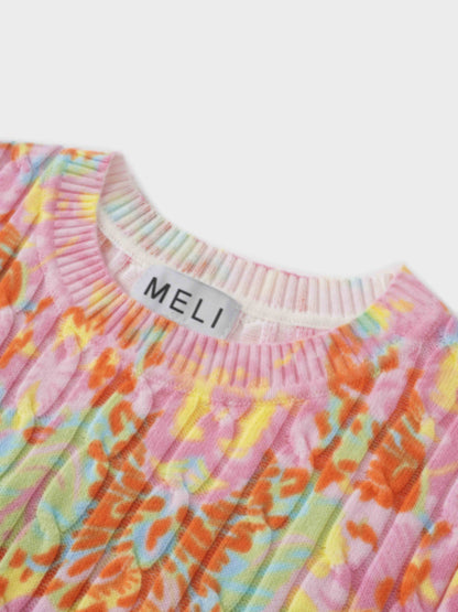 Printed Cable Sweater-Multi Color