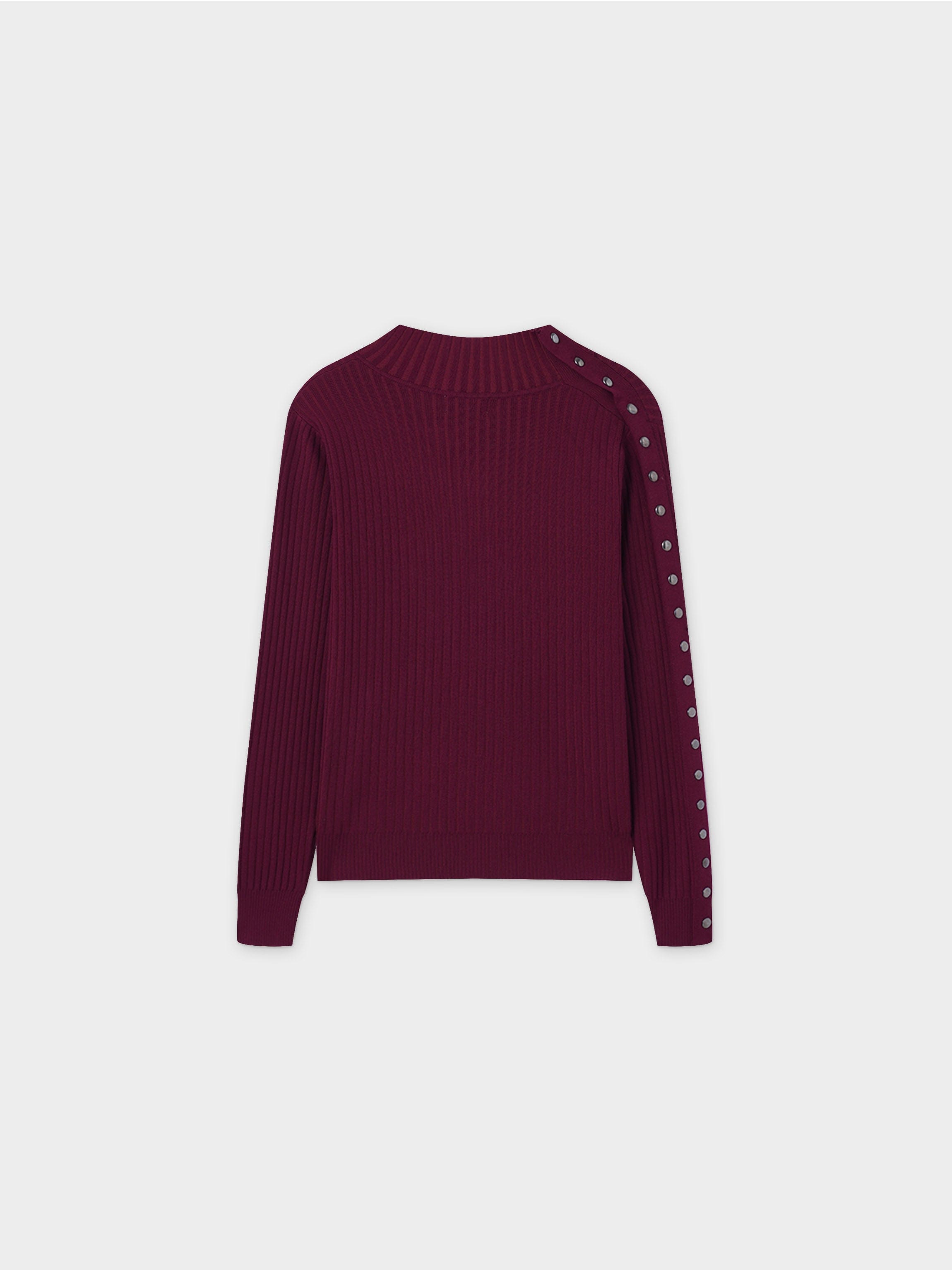 Side Snap Sweater-Burgundy