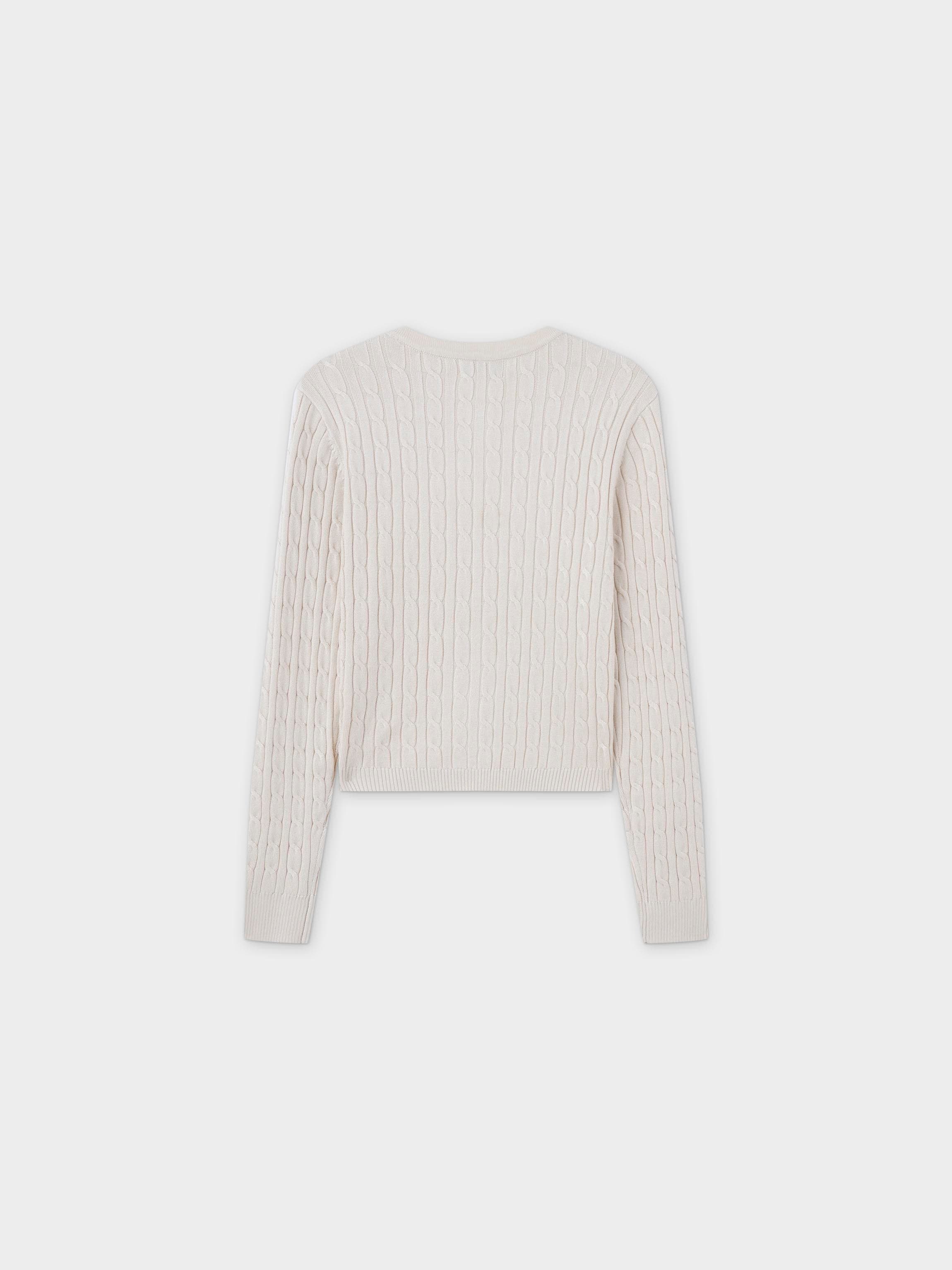 Cable Knit Crew Cardigan-Ivory