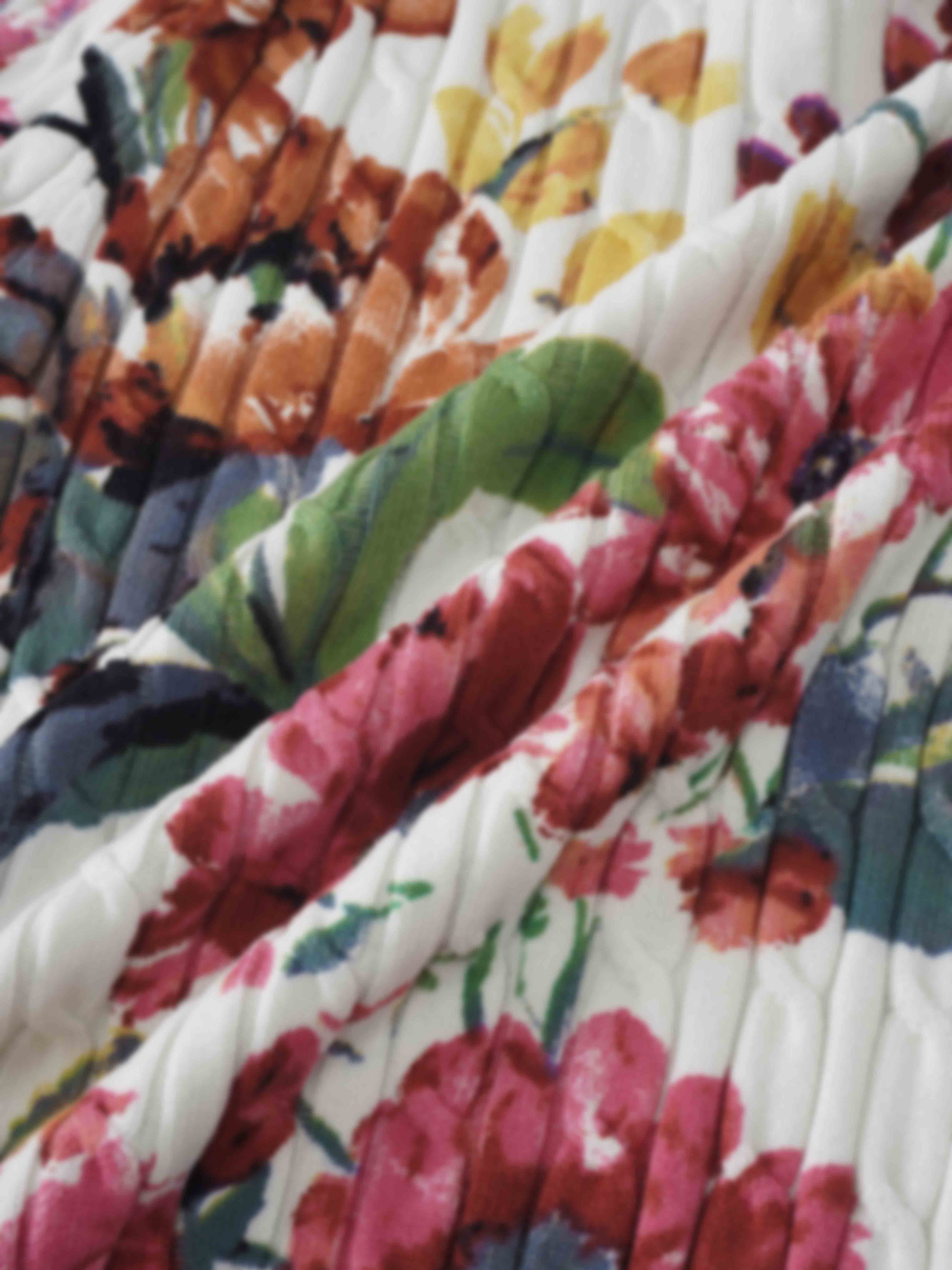 Printed Cable Sweater-Scattered Flowers