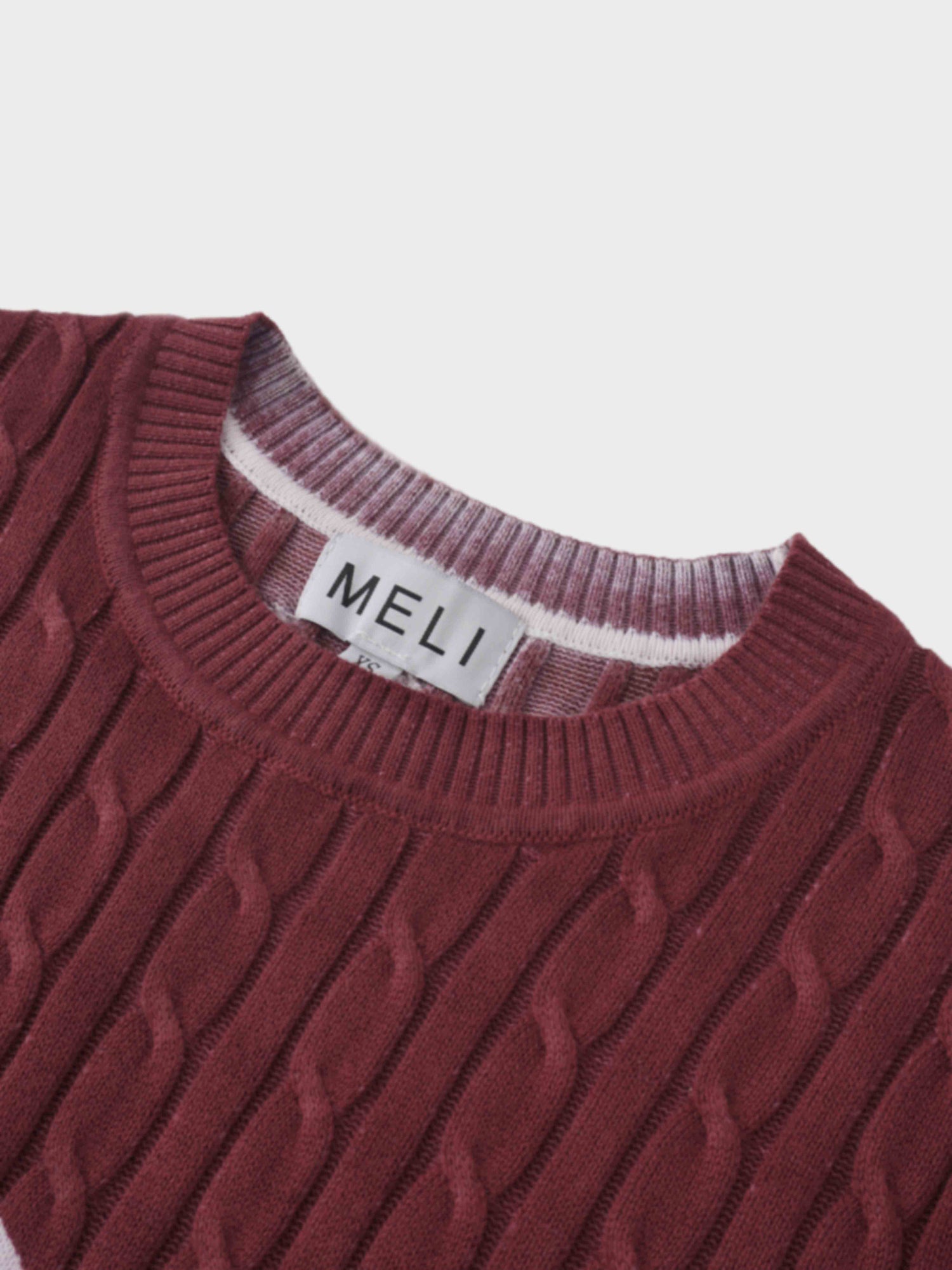 Printed Cable Sweater-Maroon/Pink Flower