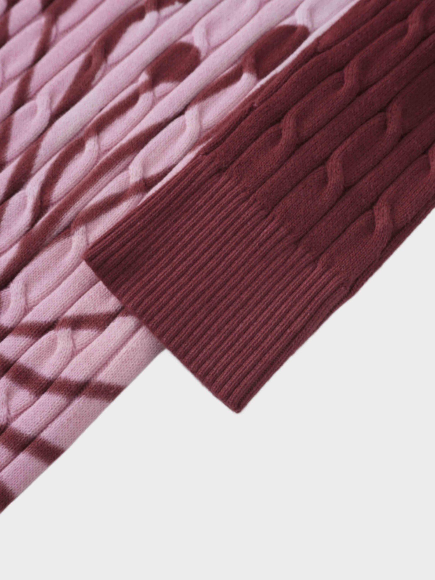 Printed Cable Sweater-Maroon/Pink Flower