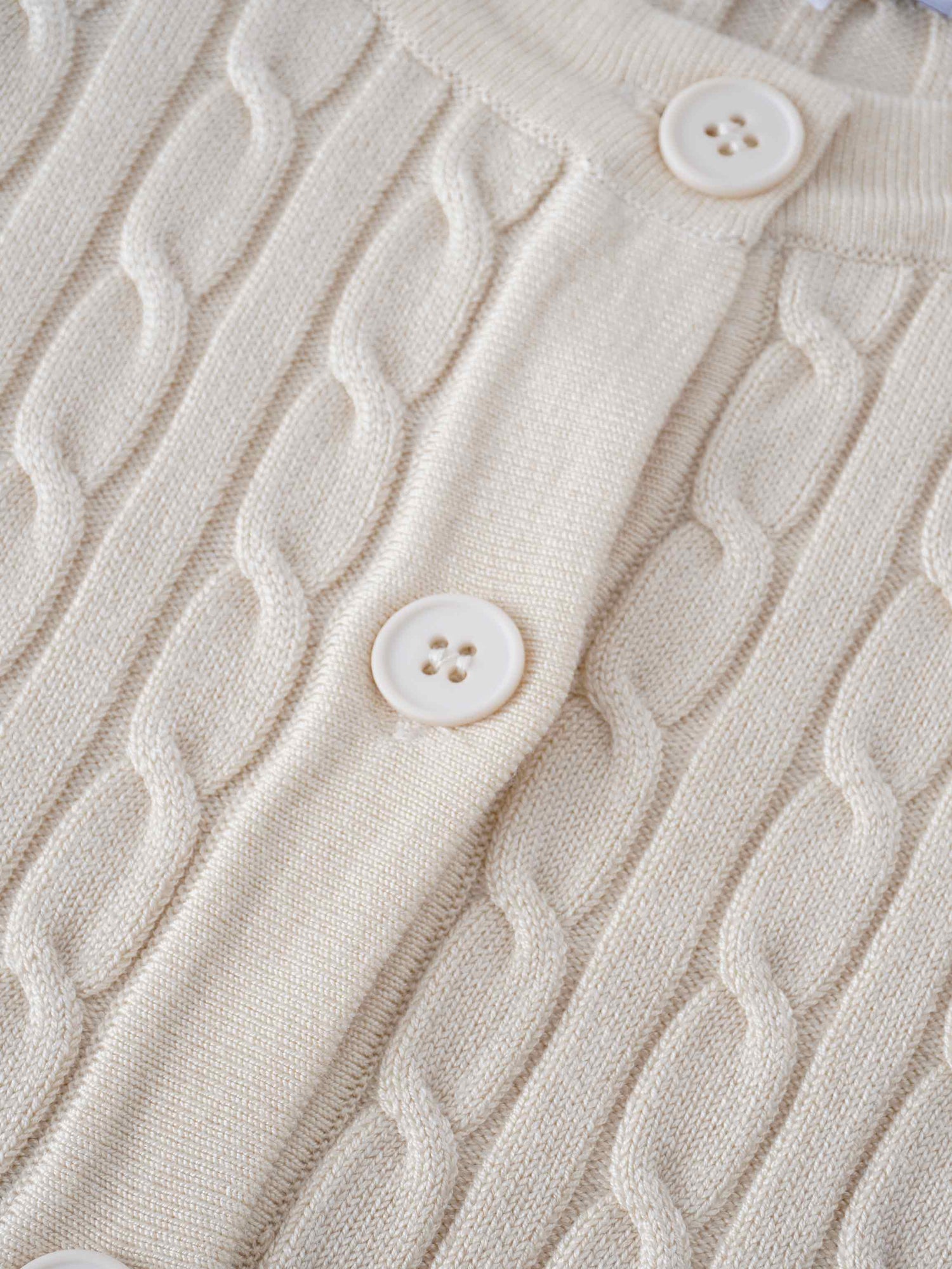 Cable Knit Crew Cardigan-Ivory