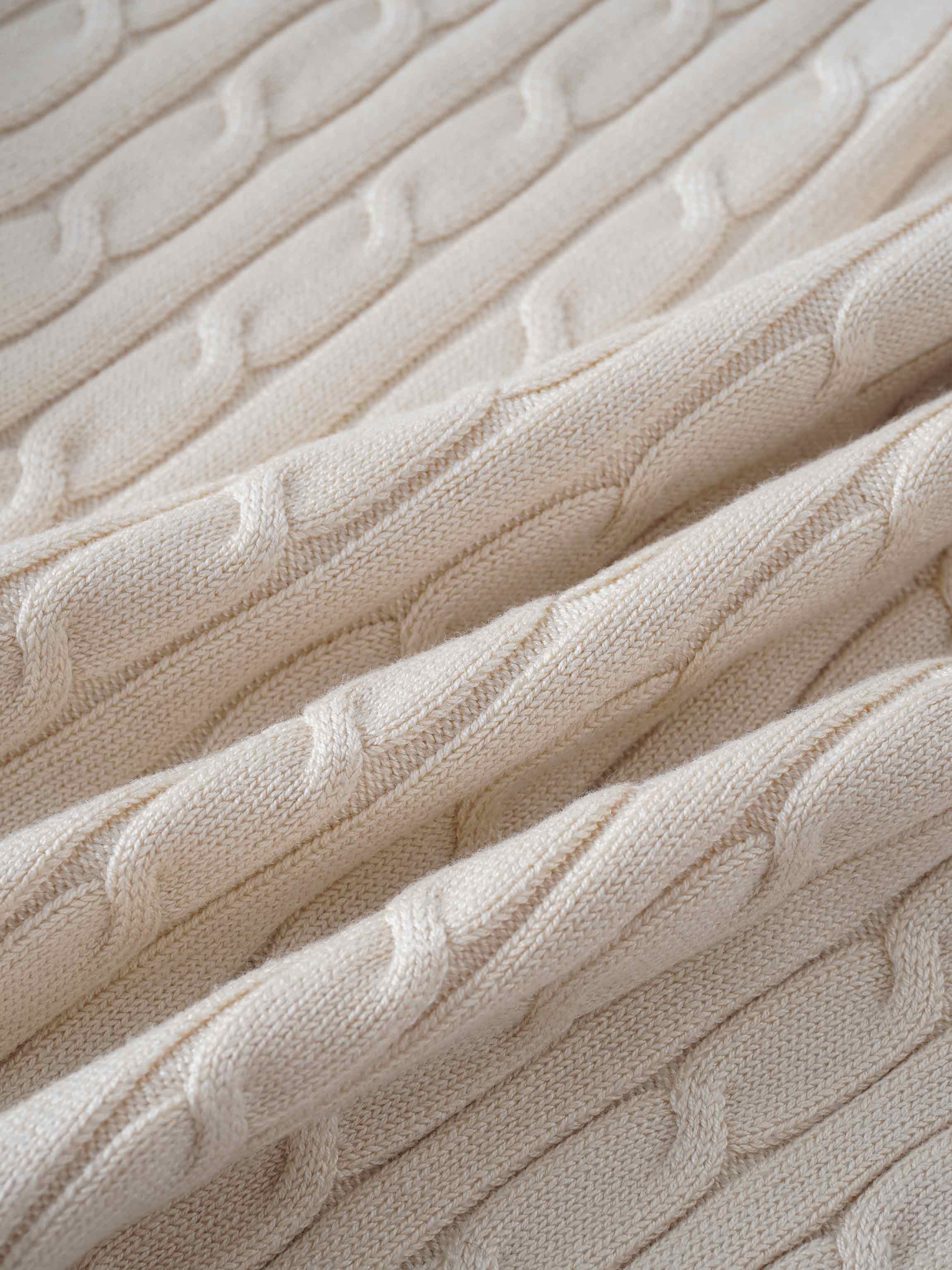 Cable Knit Crew Cardigan-Ivory