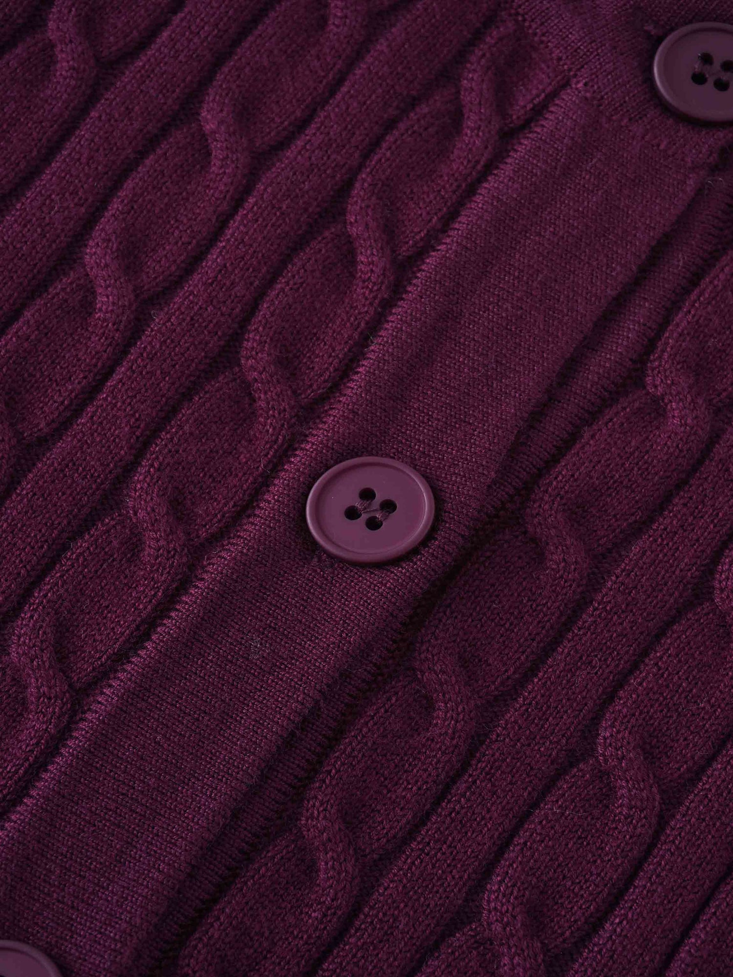 Cable Knit Crew Cardigan-Burgundy