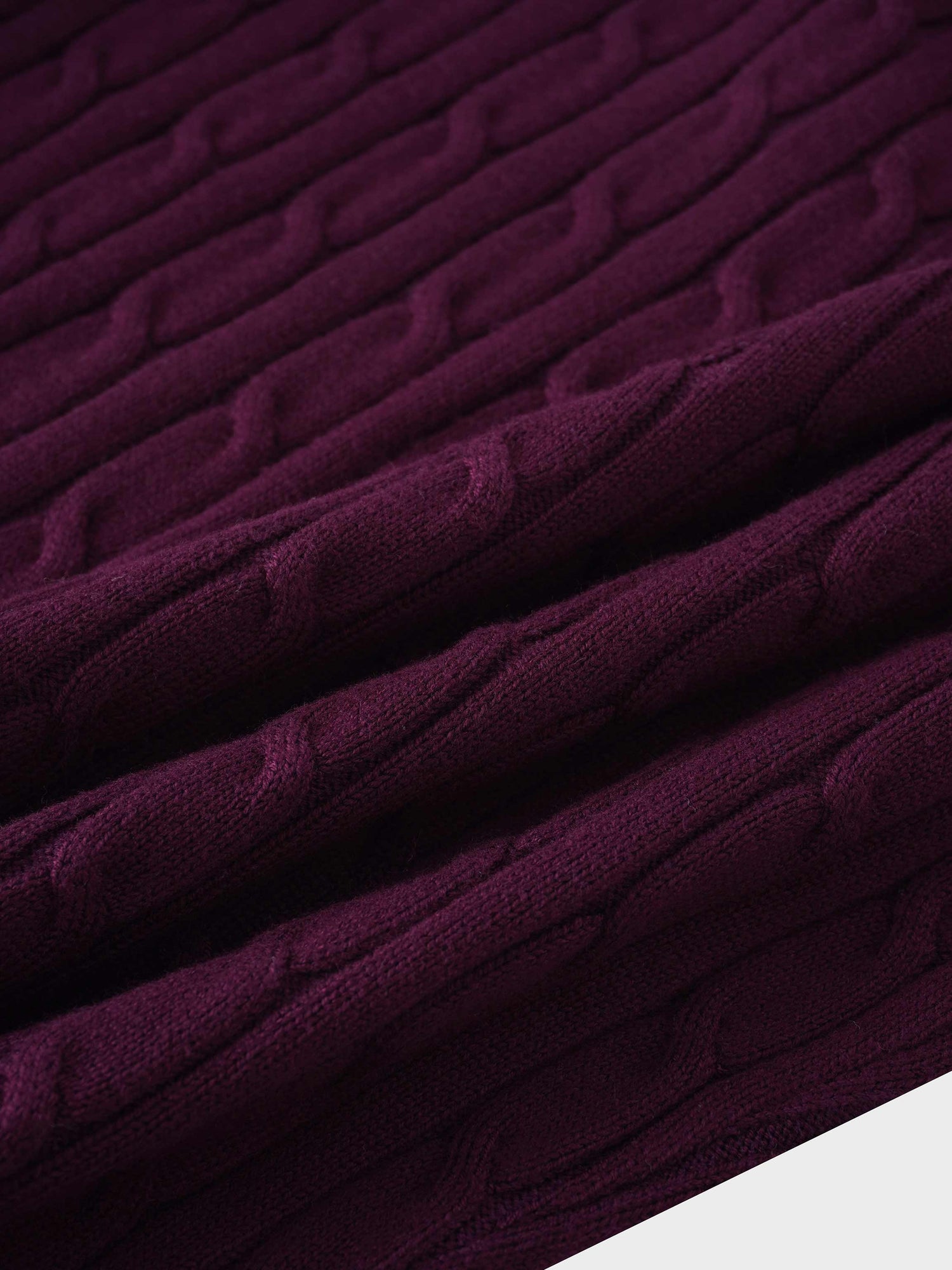 Cable Knit Crew Cardigan-Burgundy