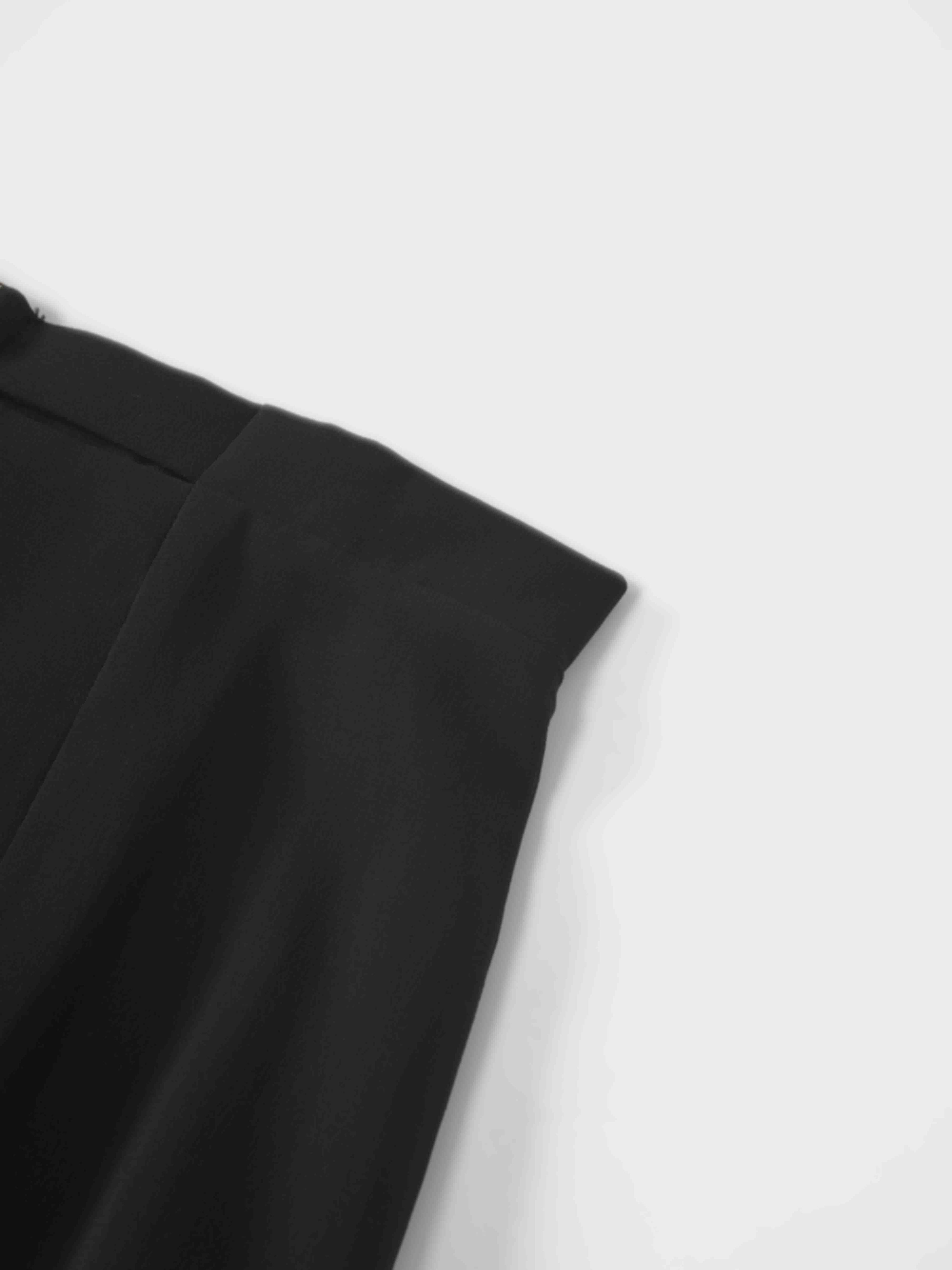 Chiffon Elongated Side Skirt-Black