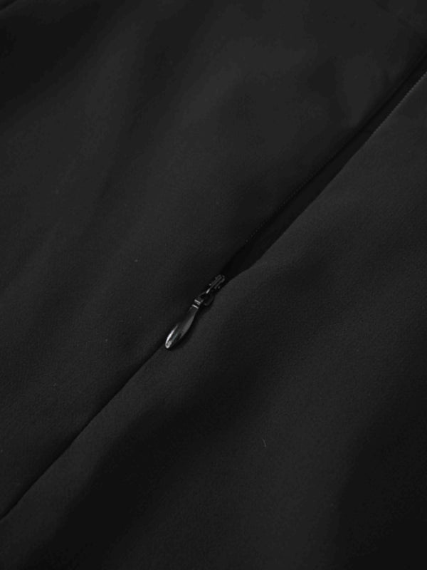 Chiffon Elongated Side Skirt-Black