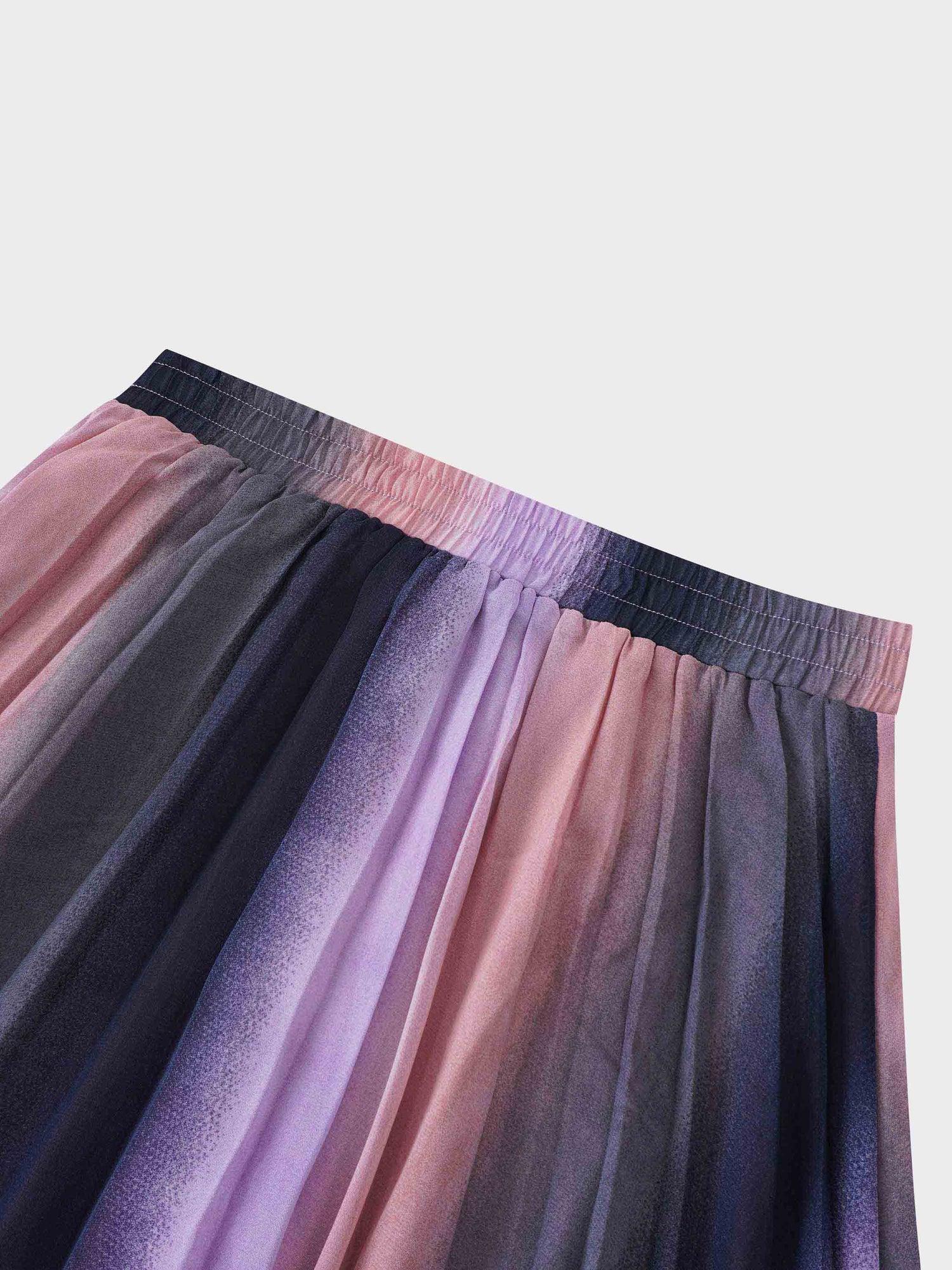 Covered Band Pleated Skirt-Pink Ombre