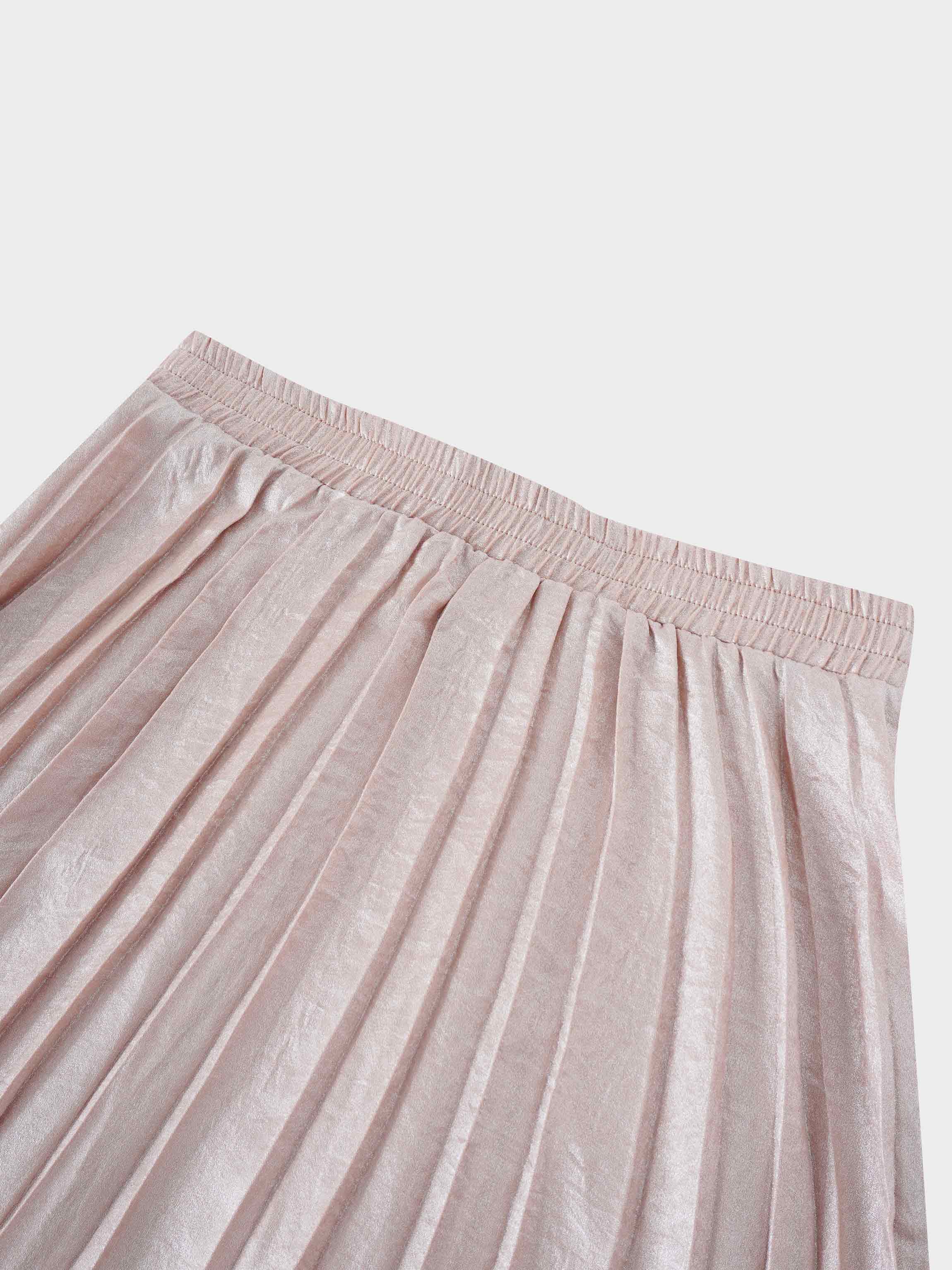 Covered Band Pleated Skirt-Champagne Shimmer