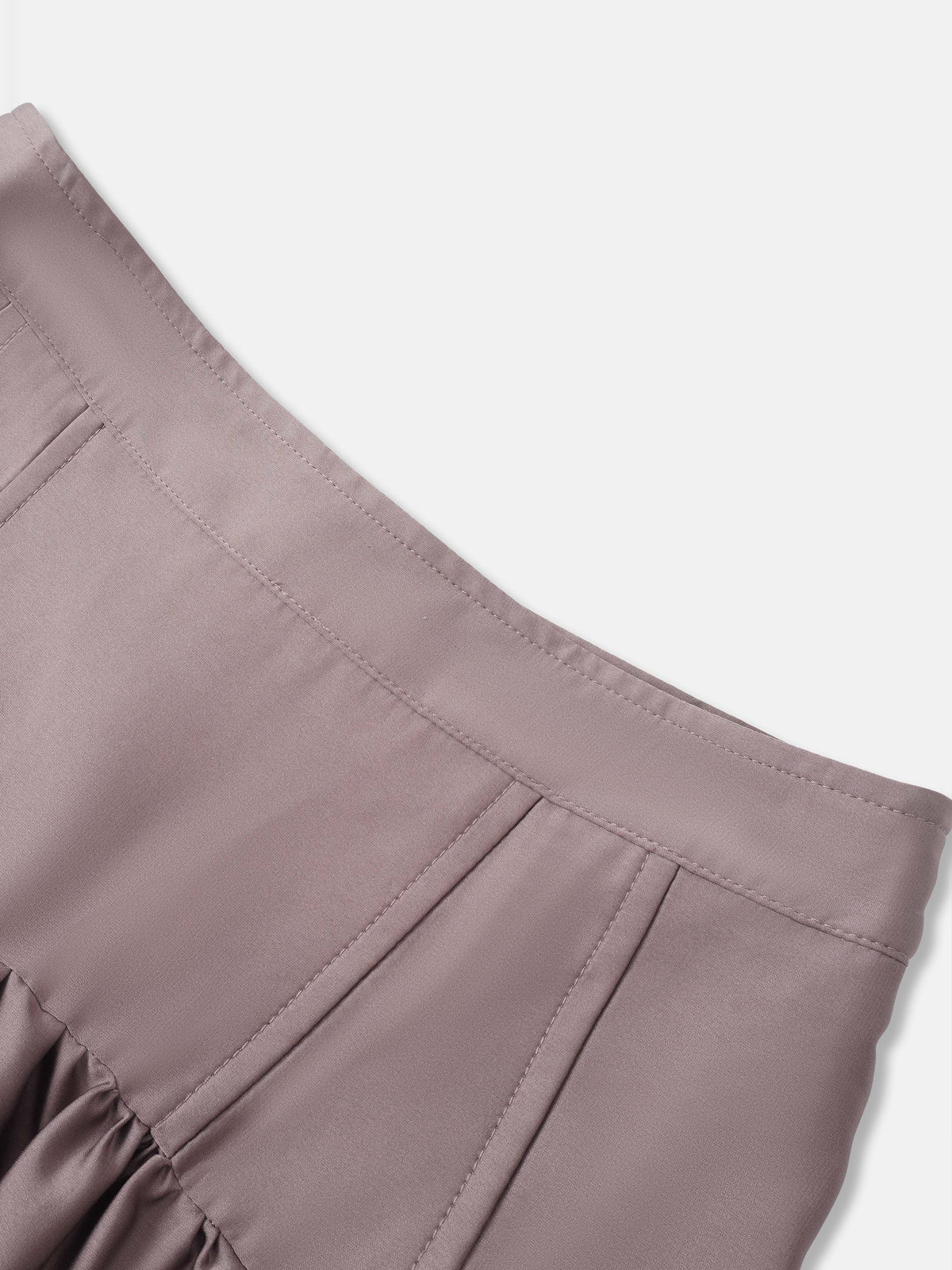 Yoke Stitched Faux Satin Skirt - Mauve