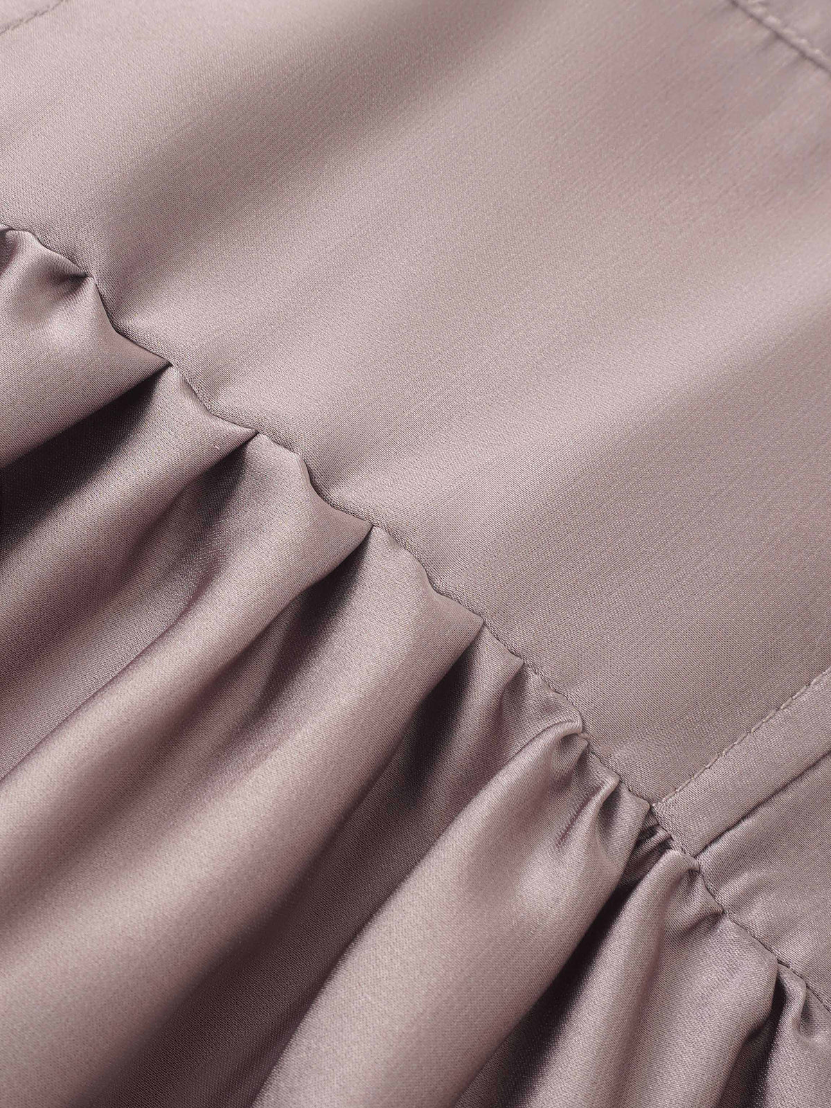 Yoke Stitched Faux Satin Skirt - Mauve