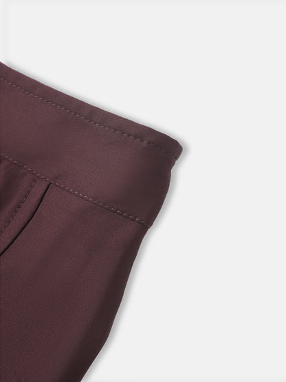 Yoke Stitched Faux Satin Skirt - Wine