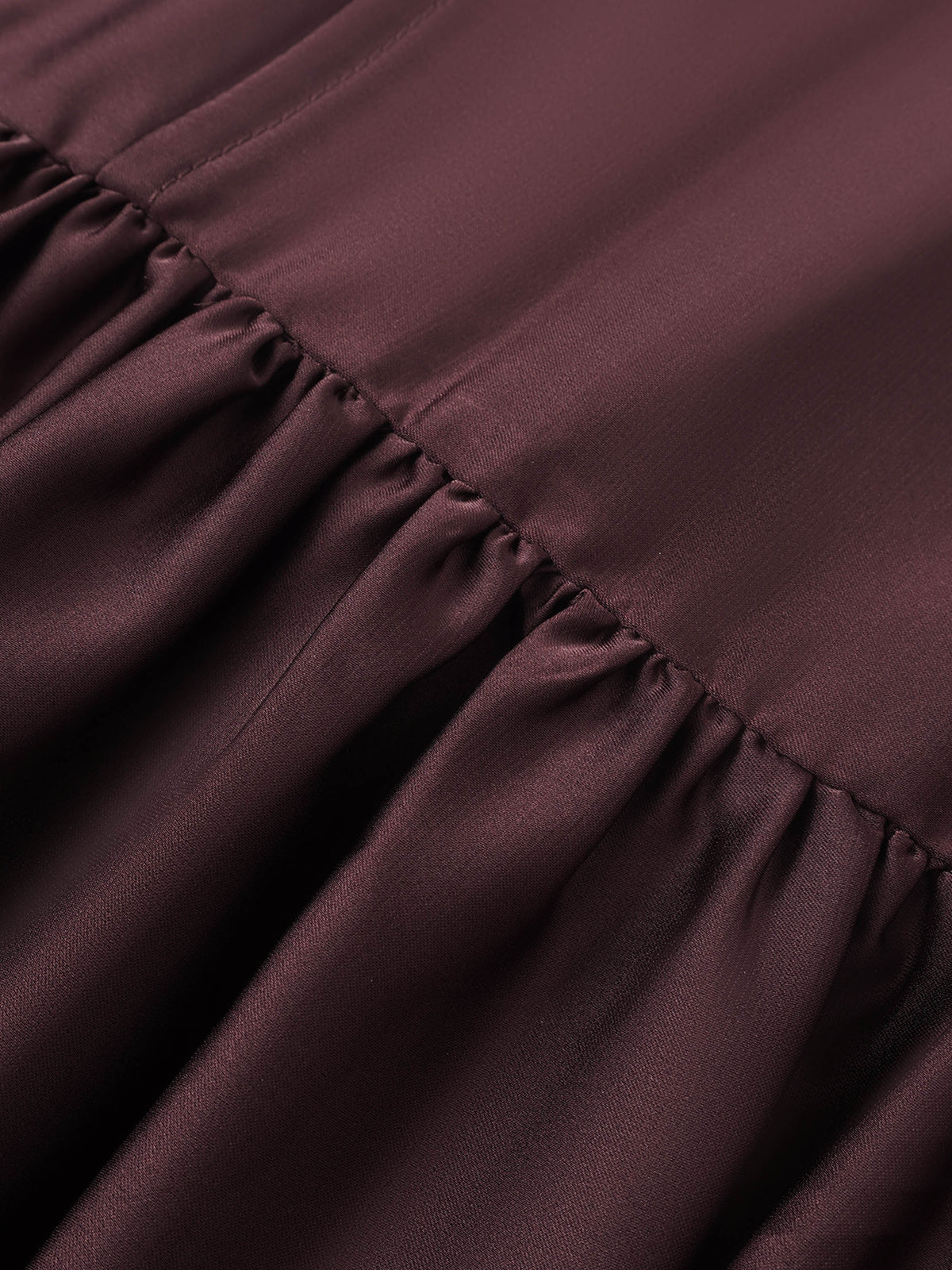 Yoke Stitched Faux Satin Skirt - Wine