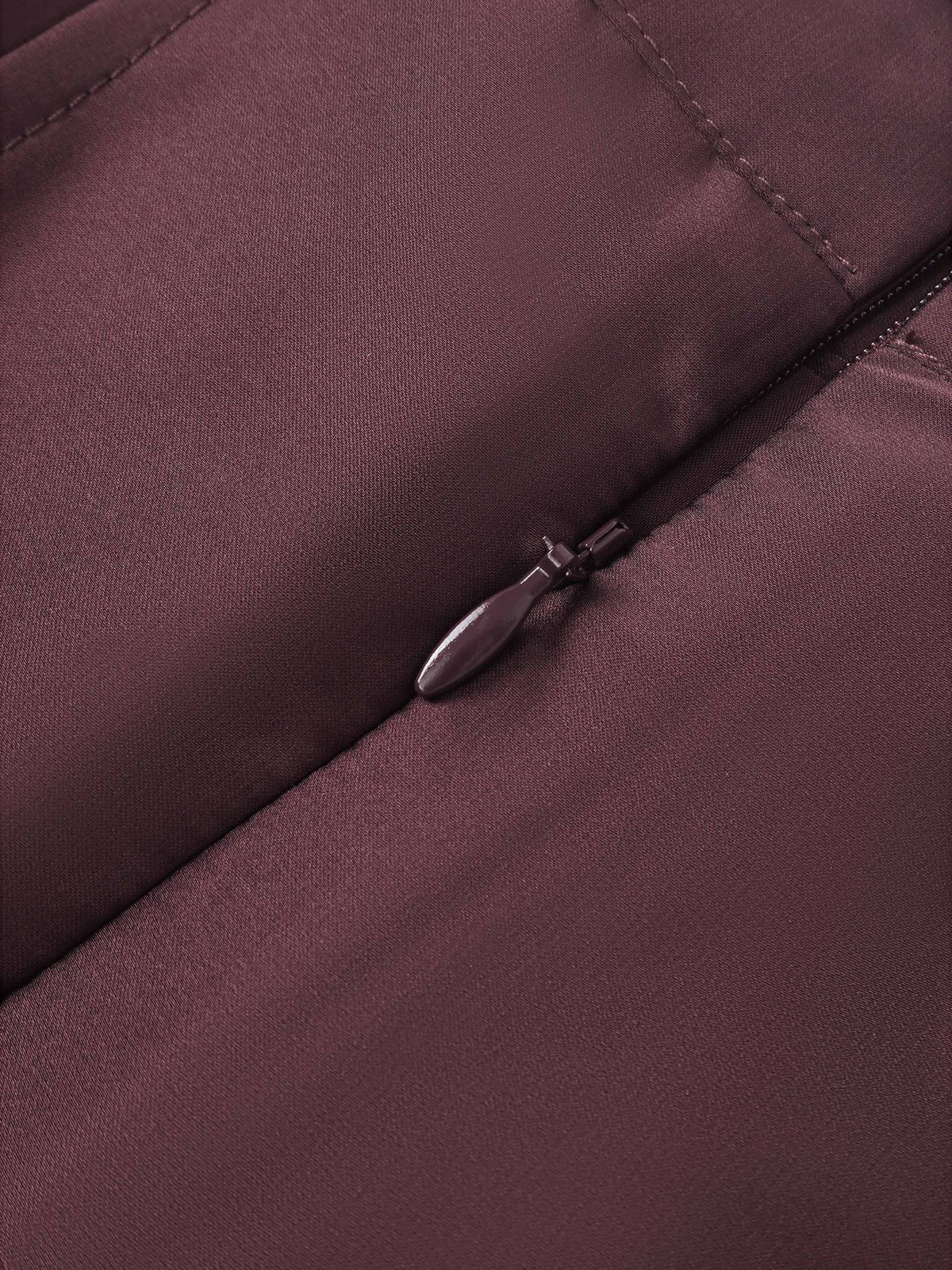 Yoke Stitched Faux Satin Skirt - Wine