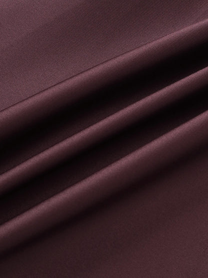 Yoke Stitched Faux Satin Skirt - Wine