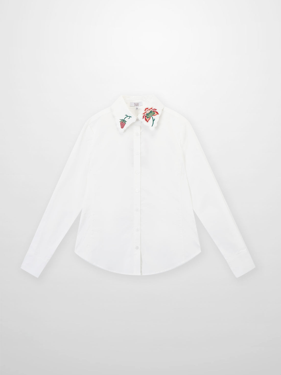 Embroidered Collar Button Down Blouse-White