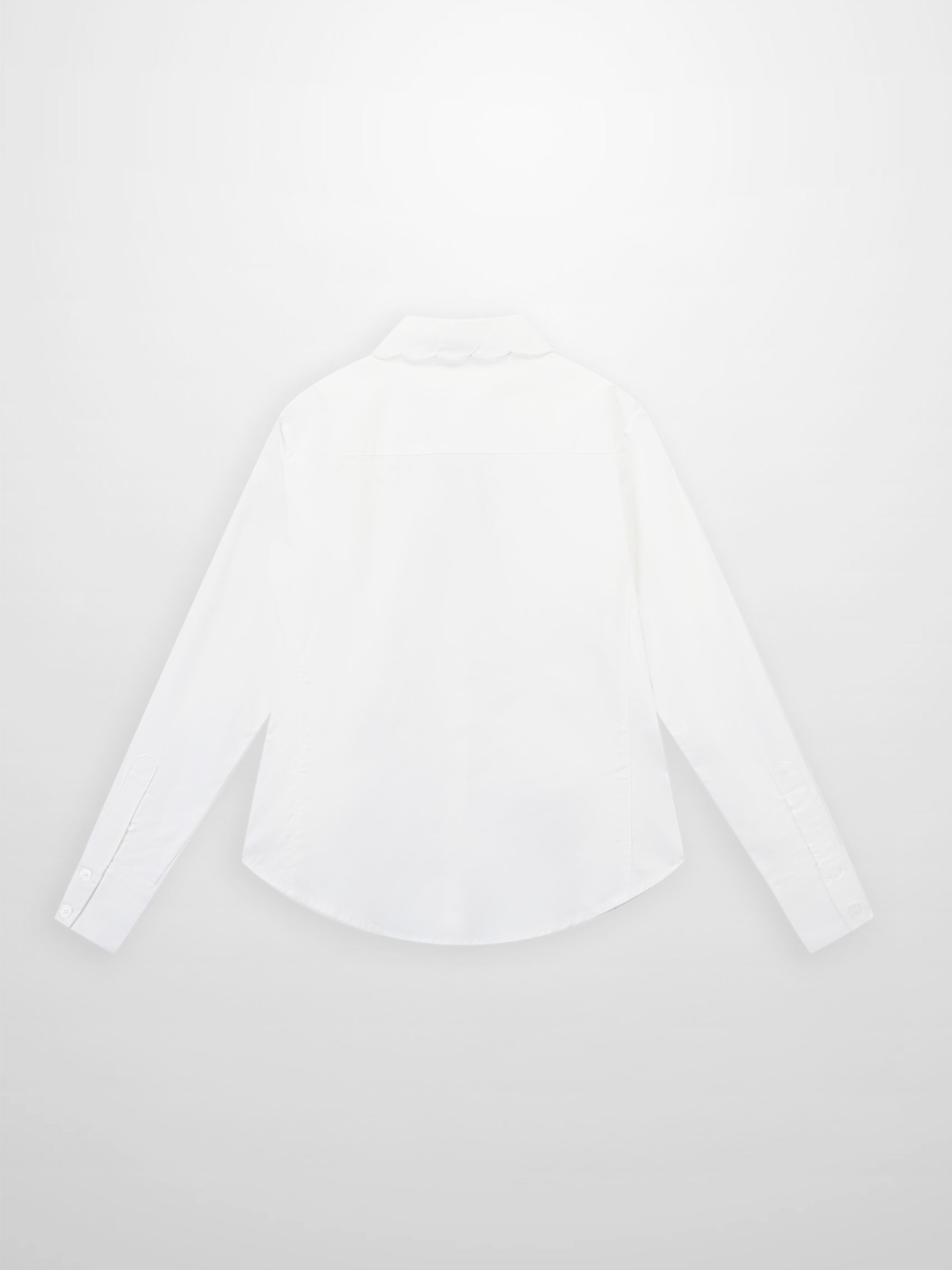 Embroidered Collar Button Down Blouse-White
