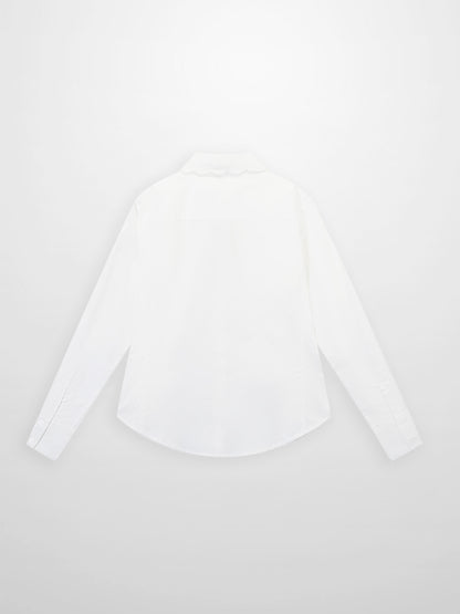Embroidered Collar Button Down Blouse-White