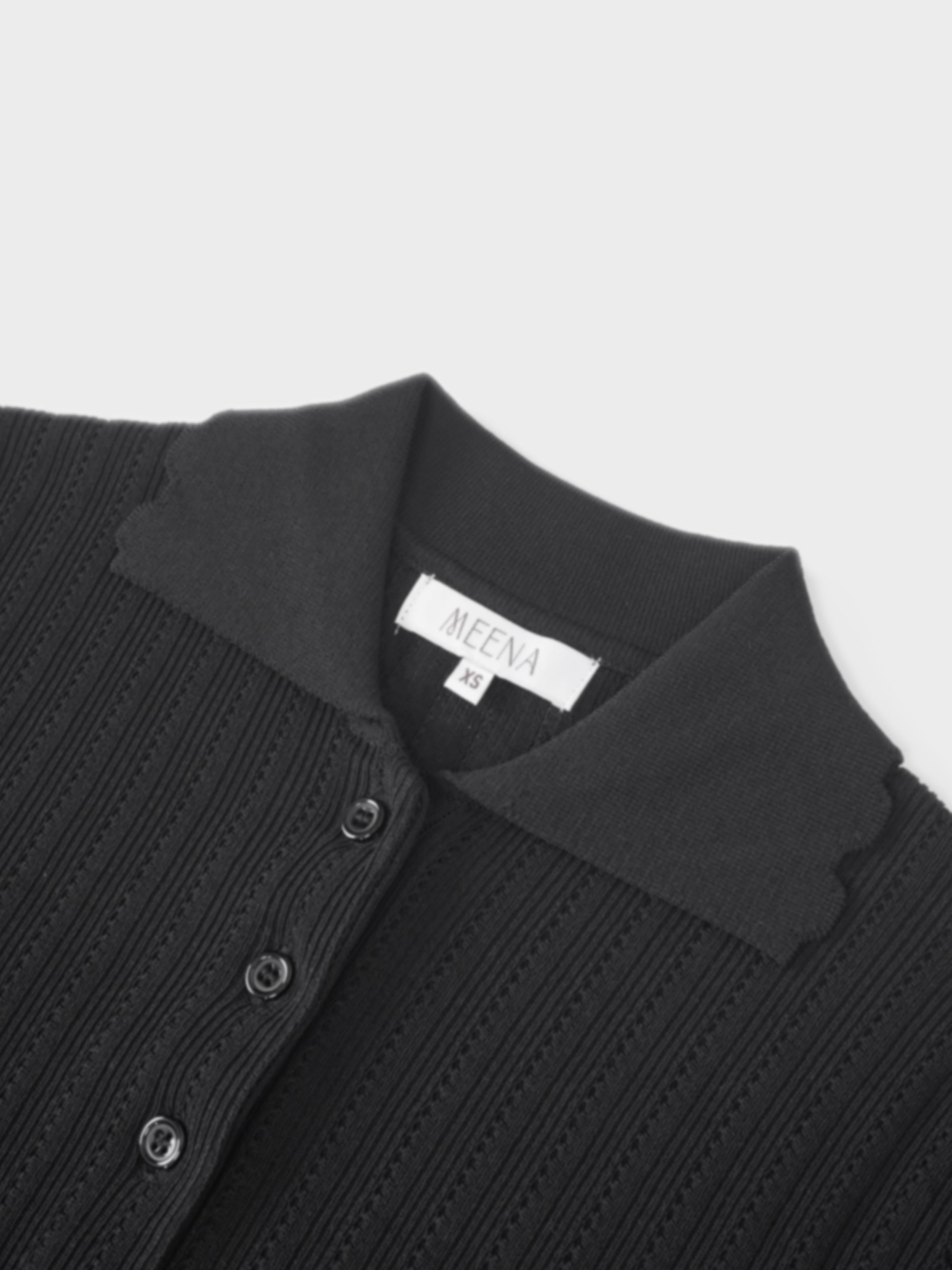 Wide Band Pointelle Sweater-Black