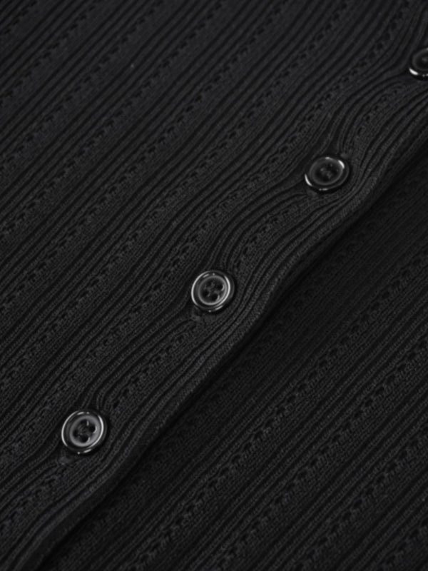 Wide Band Pointelle Sweater-Black