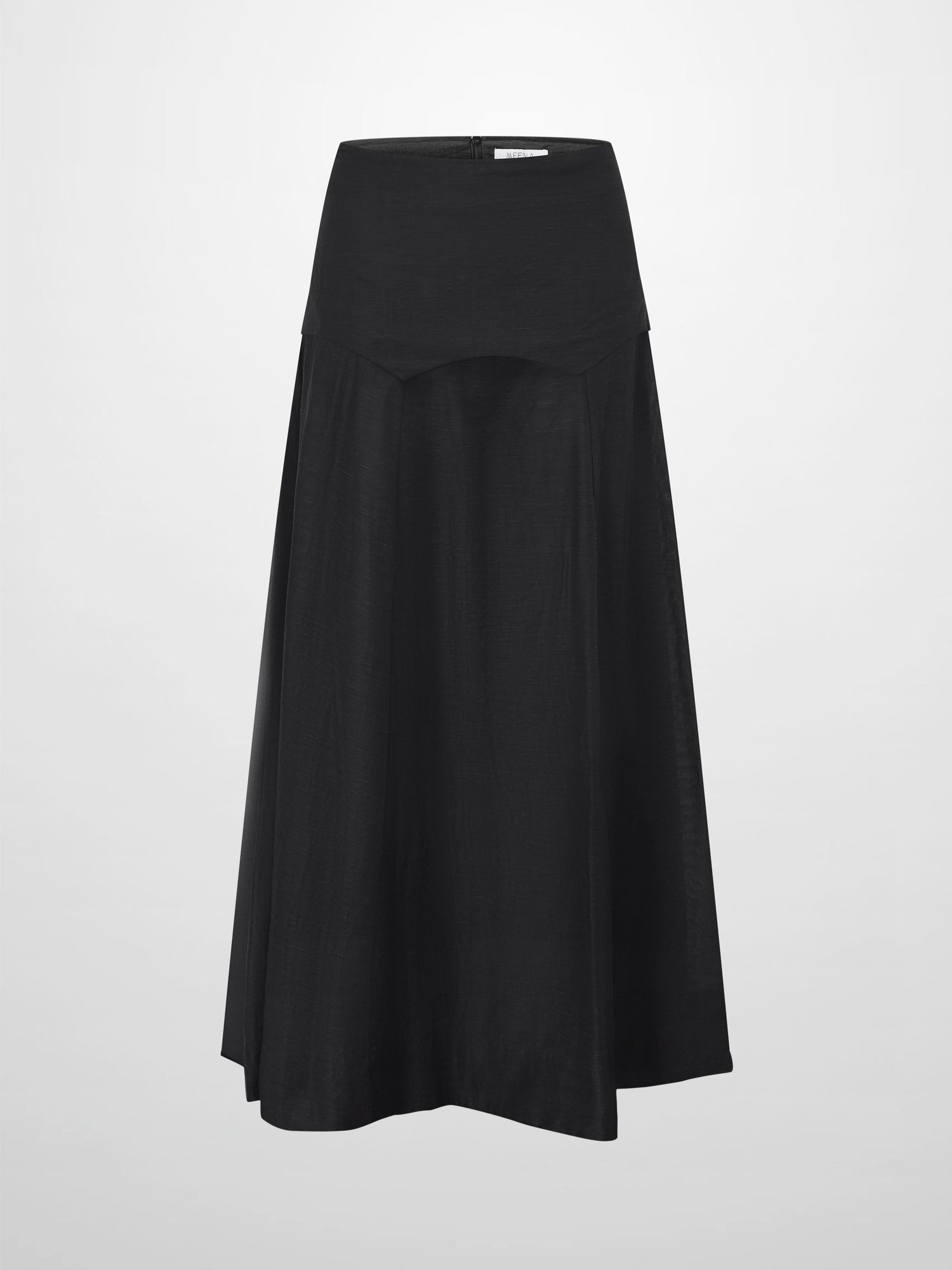 Pointed Yoke Dress Skirt-Black
