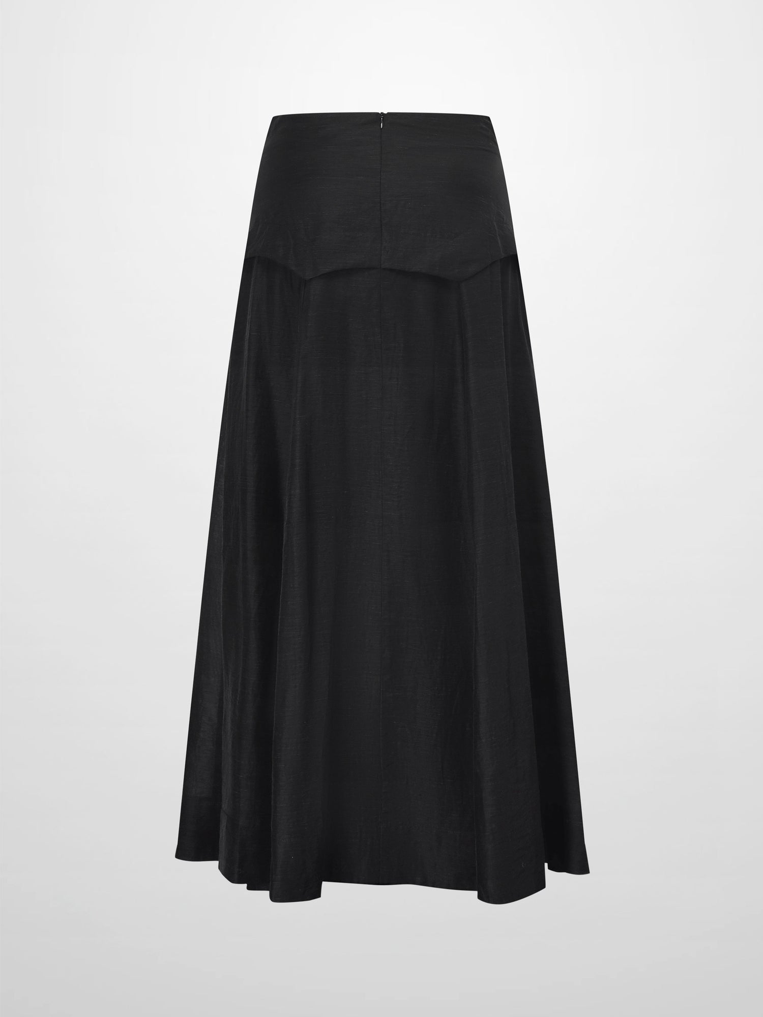 Pointed Yoke Dress Skirt-Black