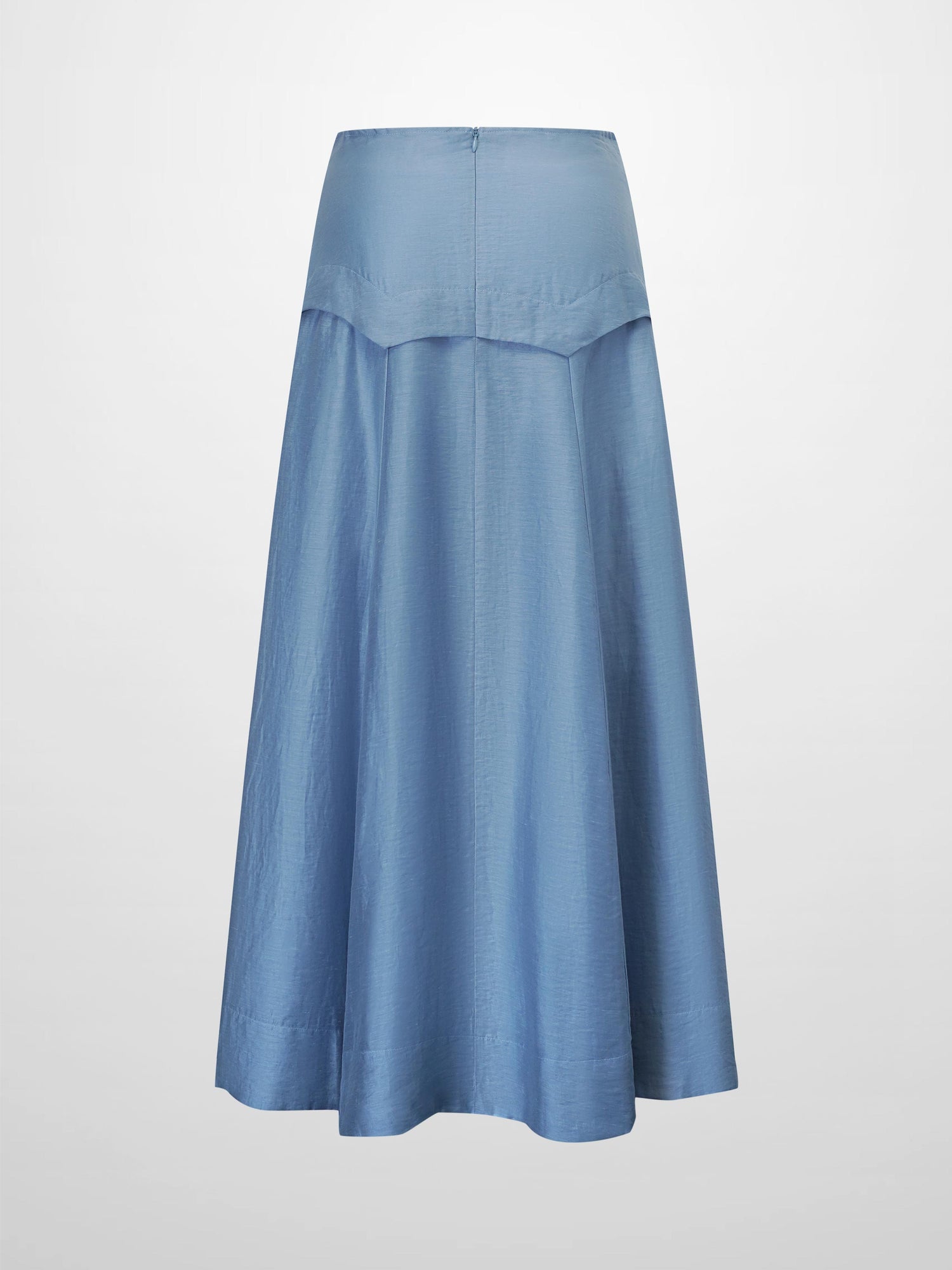 Pointed Yoke Dress Skirt-Blue