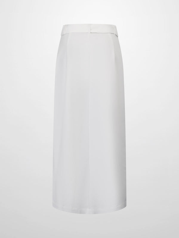Belted Straight Cargo Pocket Skirt-White